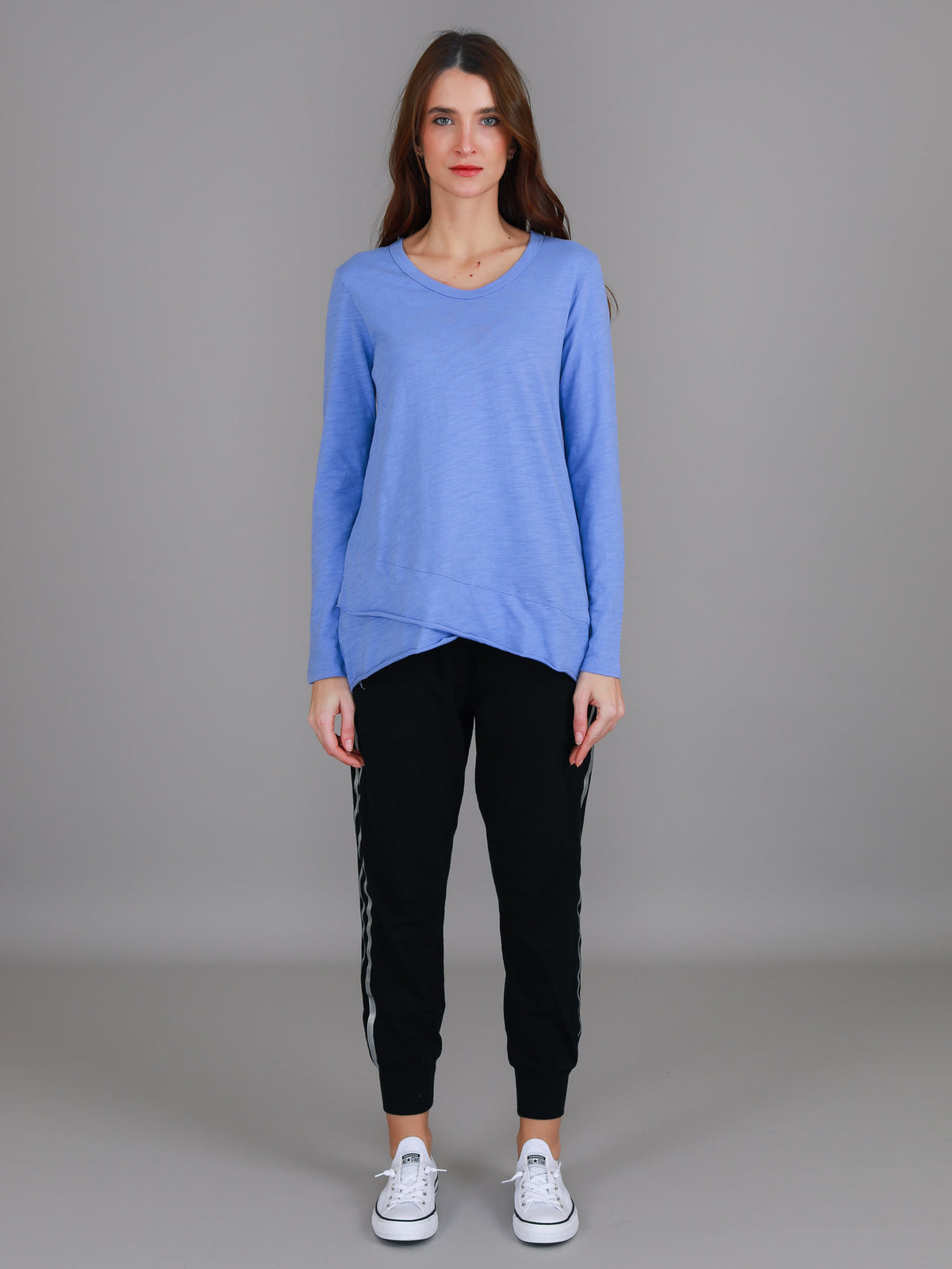 purple long sleeve crew tee
