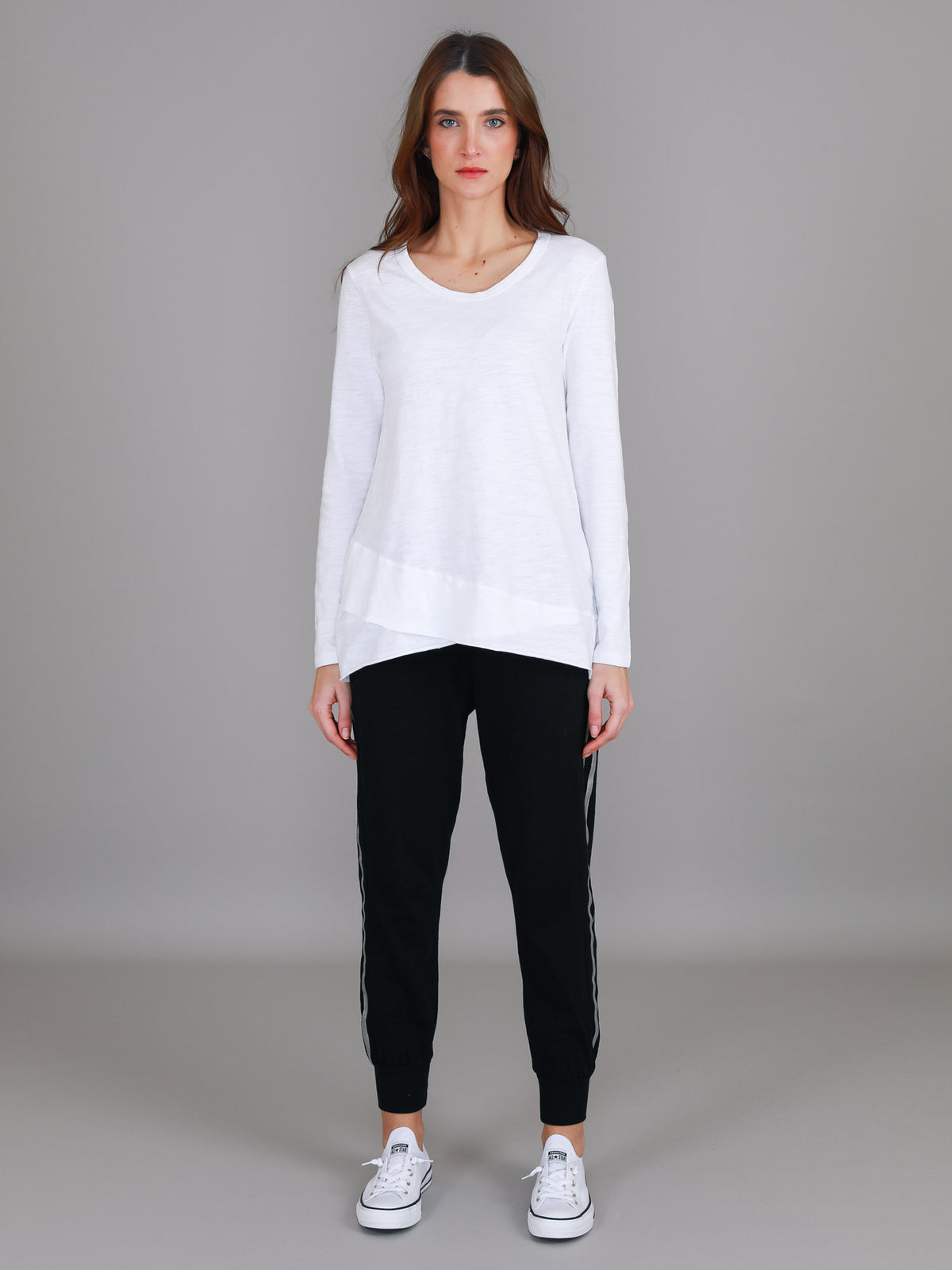 white long sleeve tee crew