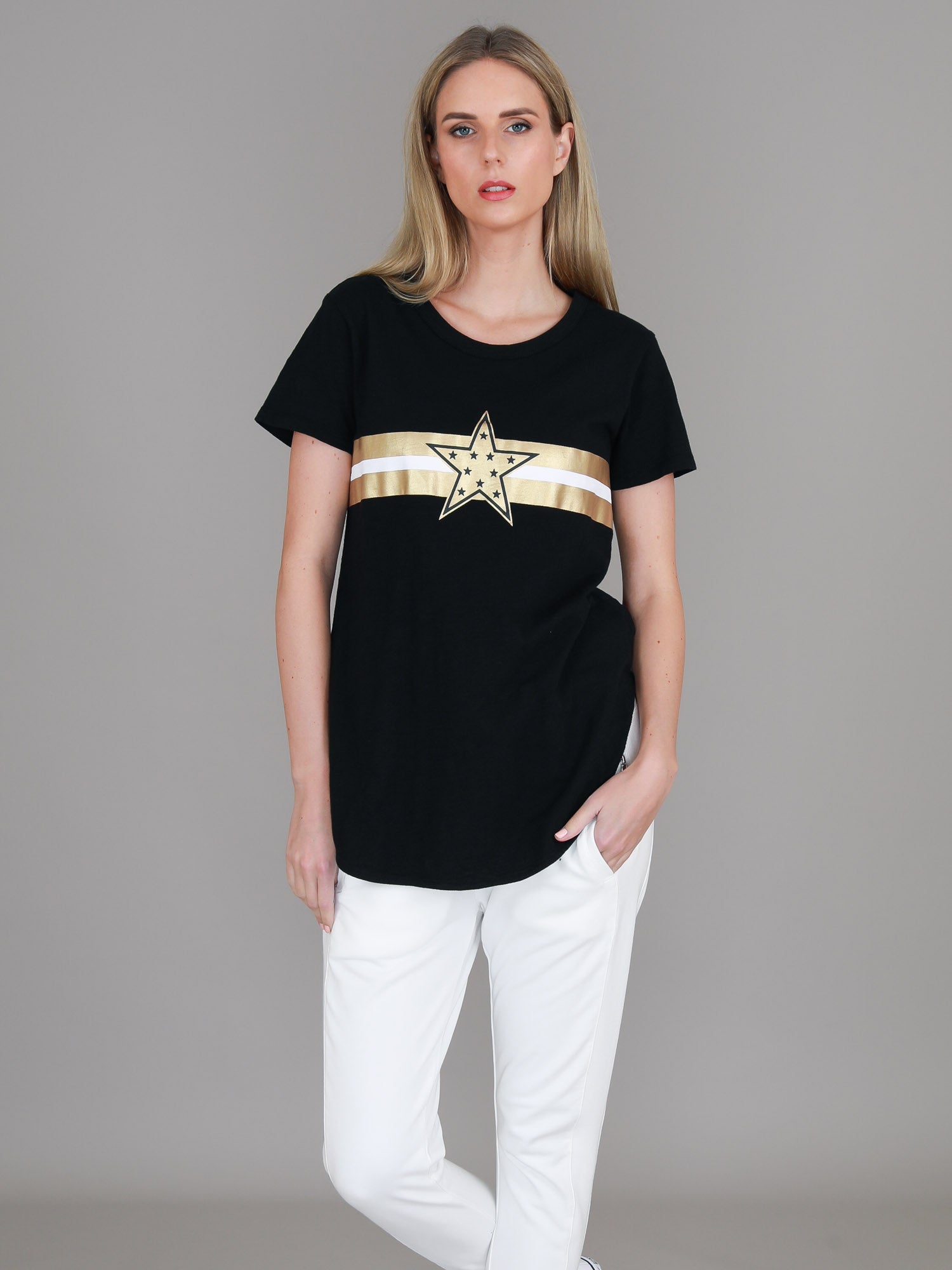 womens black tshirt #color_black/gold