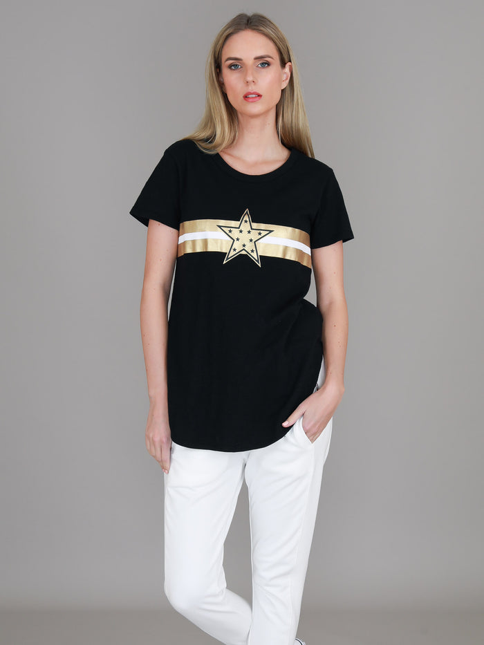 Jill Gold Star with Stripes T Shirt