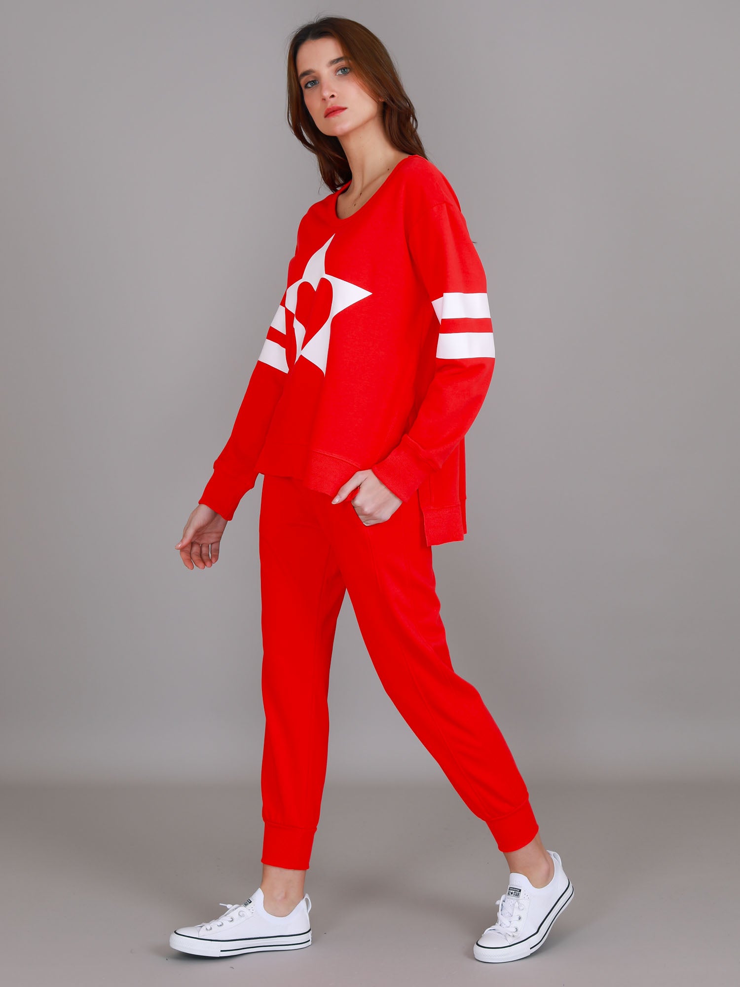 womens red sweatshirt #color_cherry