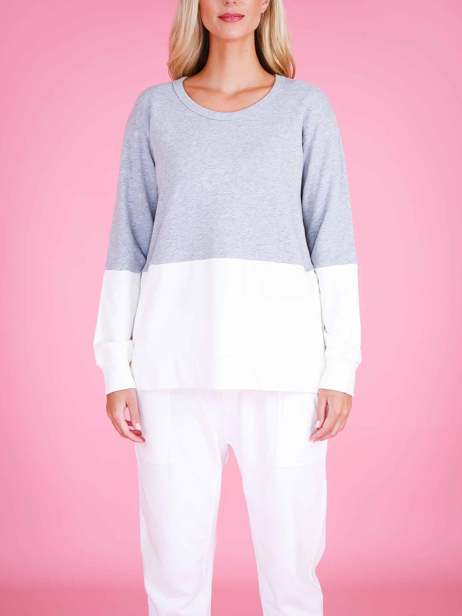 crew neck top #color_grey marle