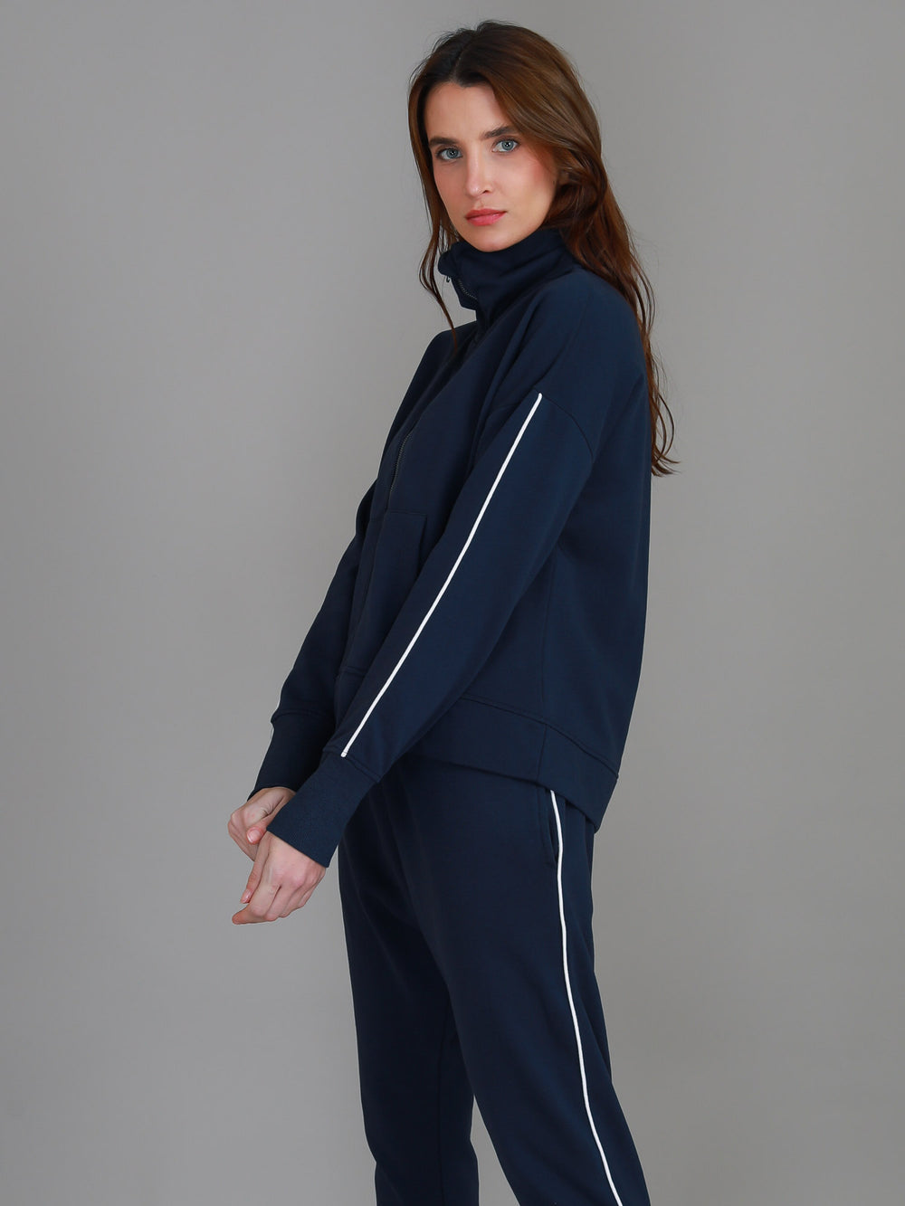 Ivy Lane Drawstring Leopard Zip Up Hooded Jacket main image 0