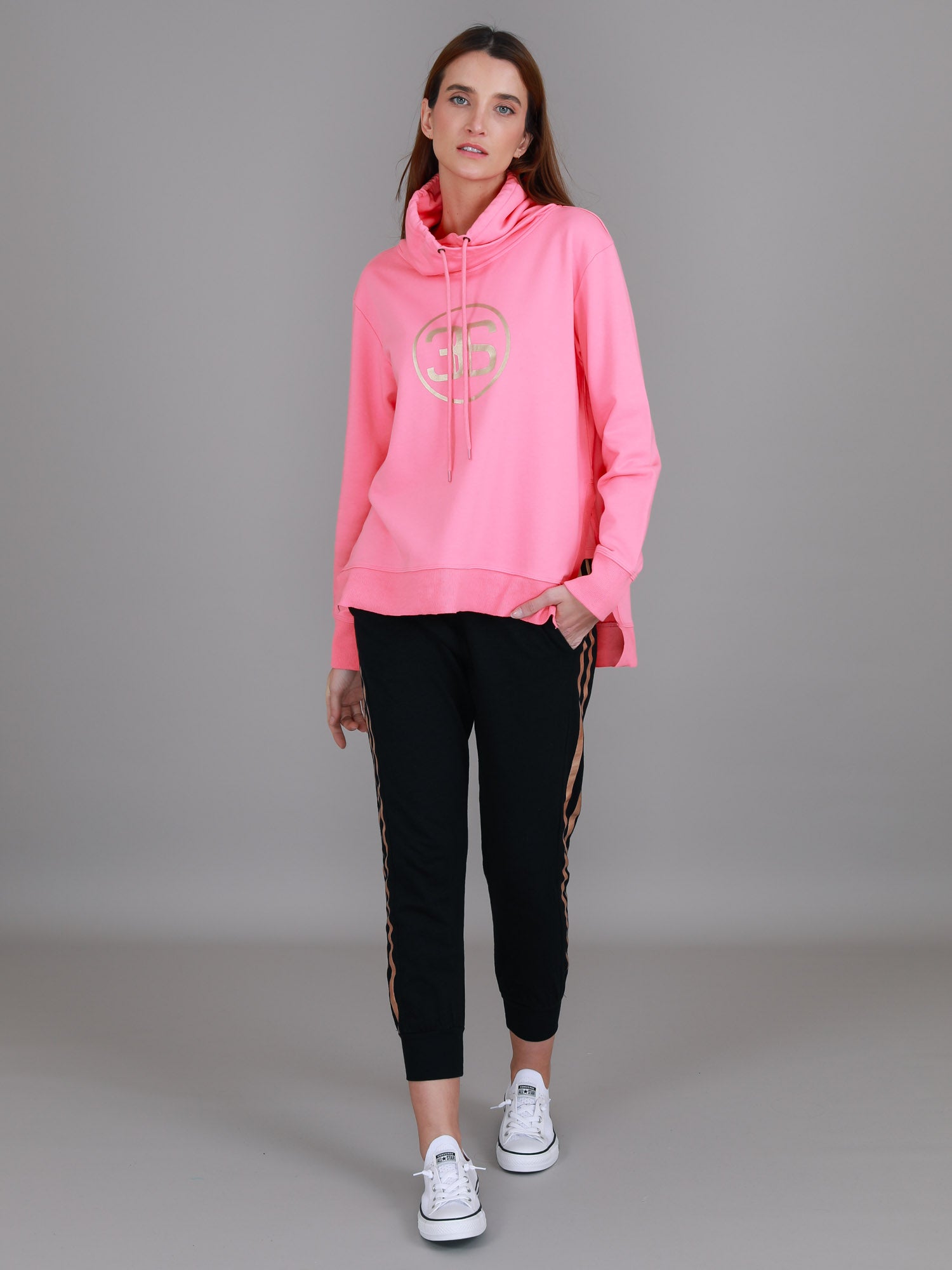 funnel neck sweater women's #color_georgia peach