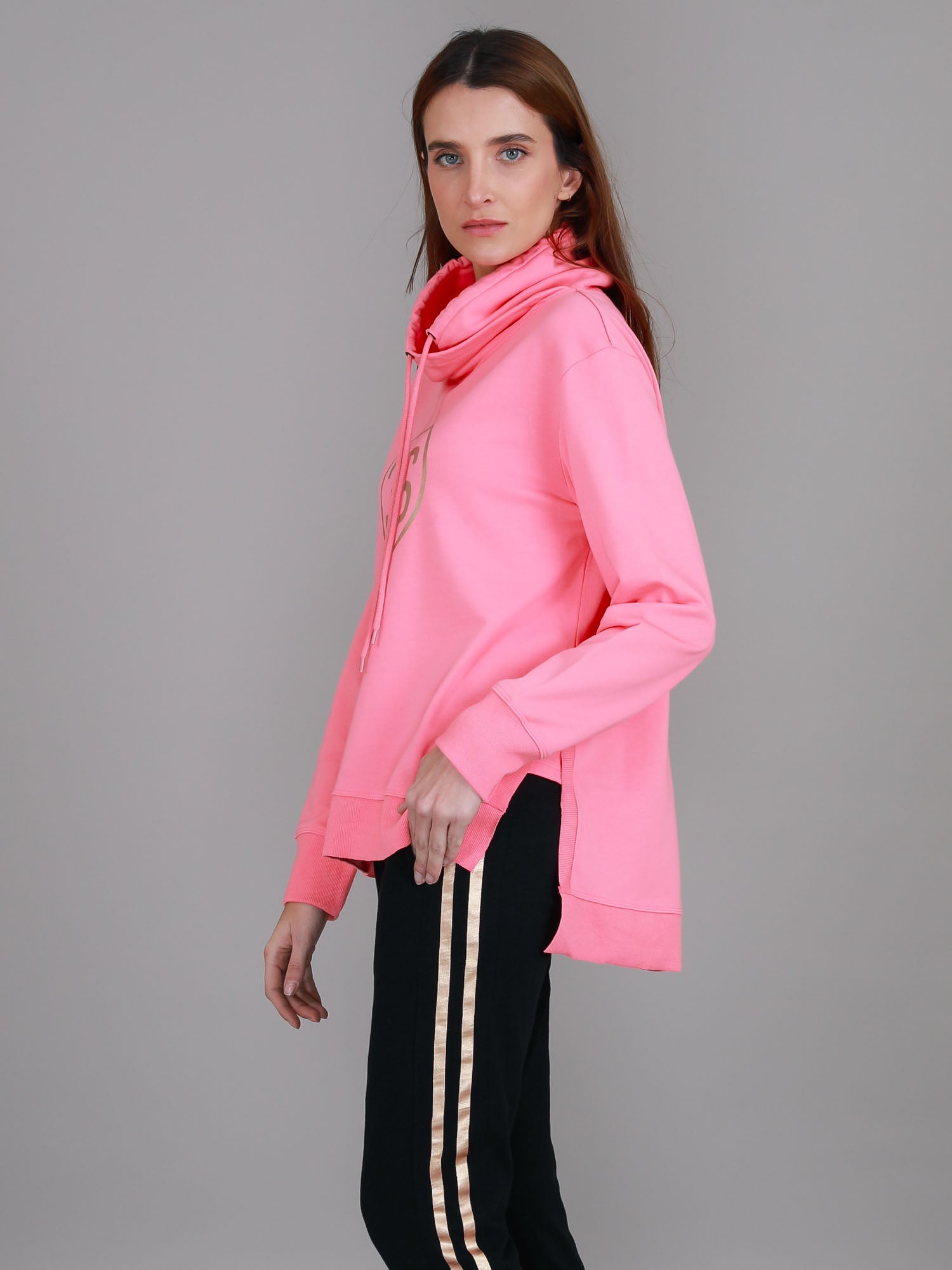 women's funnel neck sweater #color_georgia peach