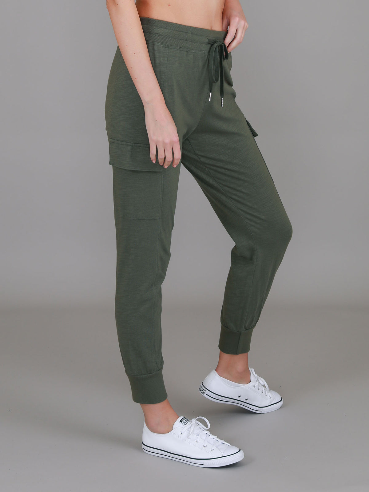 khaki cargo joggers