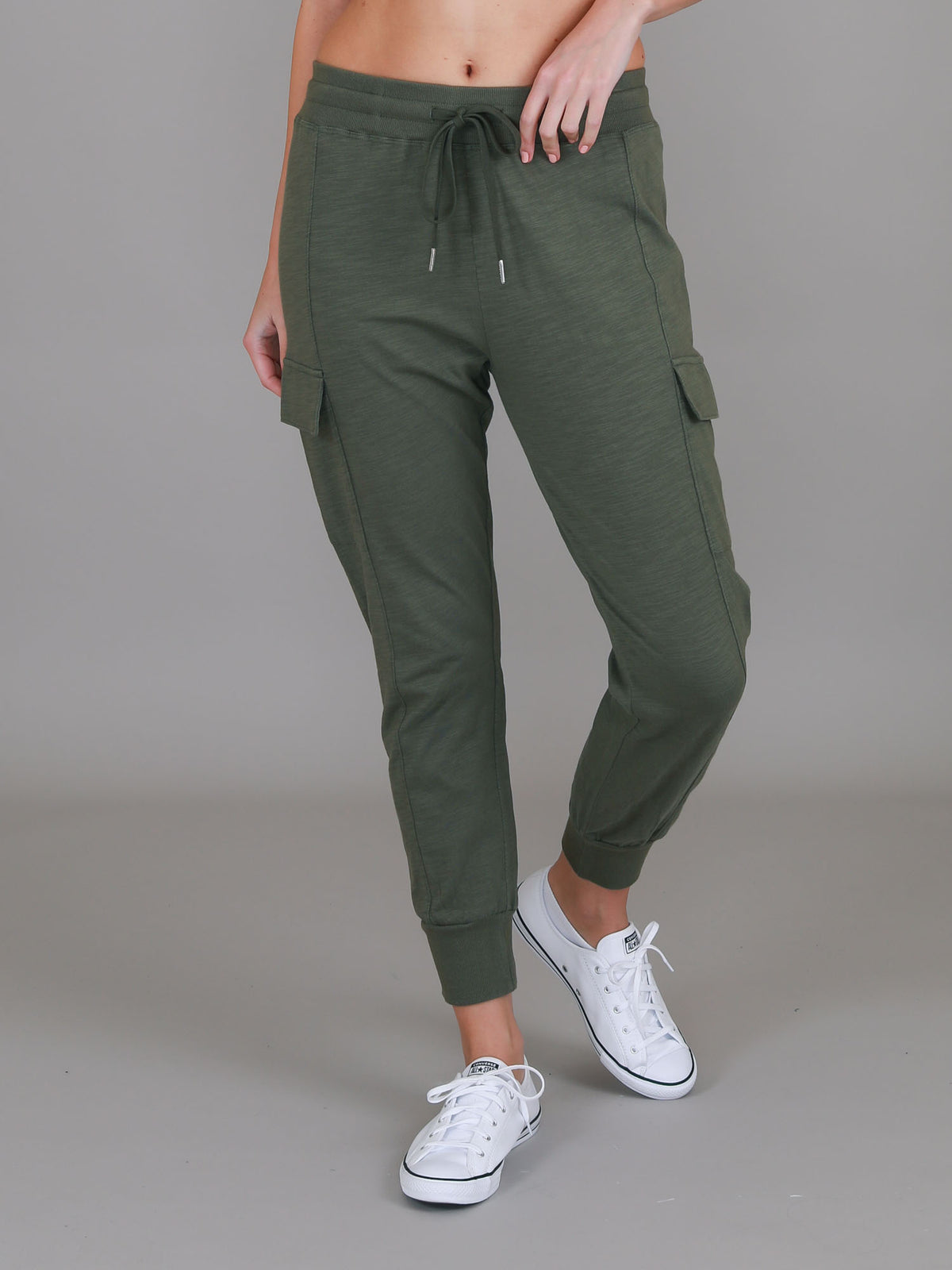 khaki cargo track pants