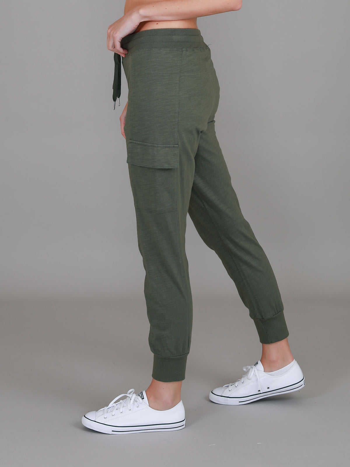khaki tapered cargo pants