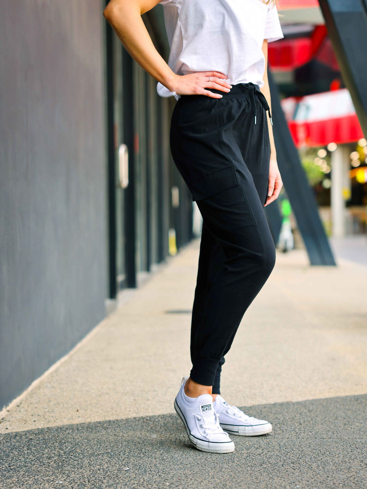 black tapered cargo pants