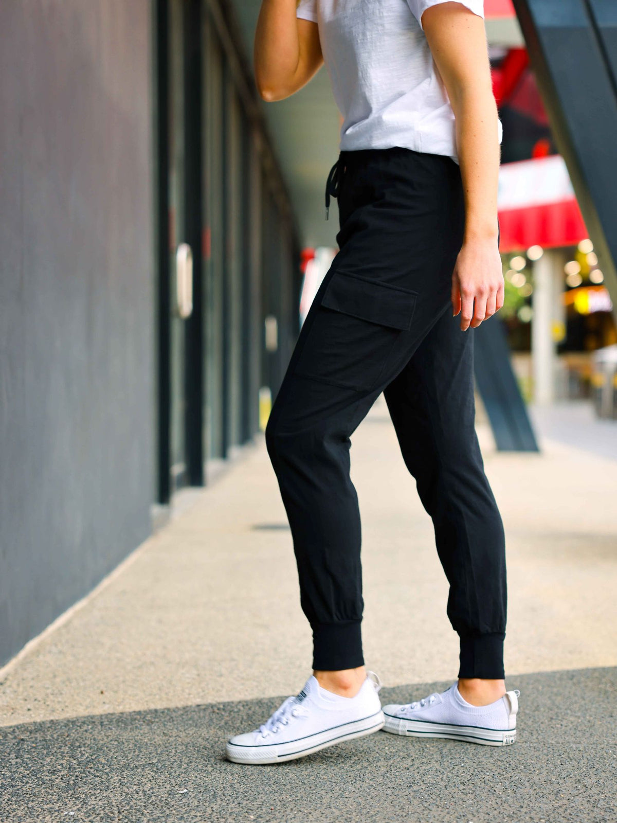 black cargo sweatpants