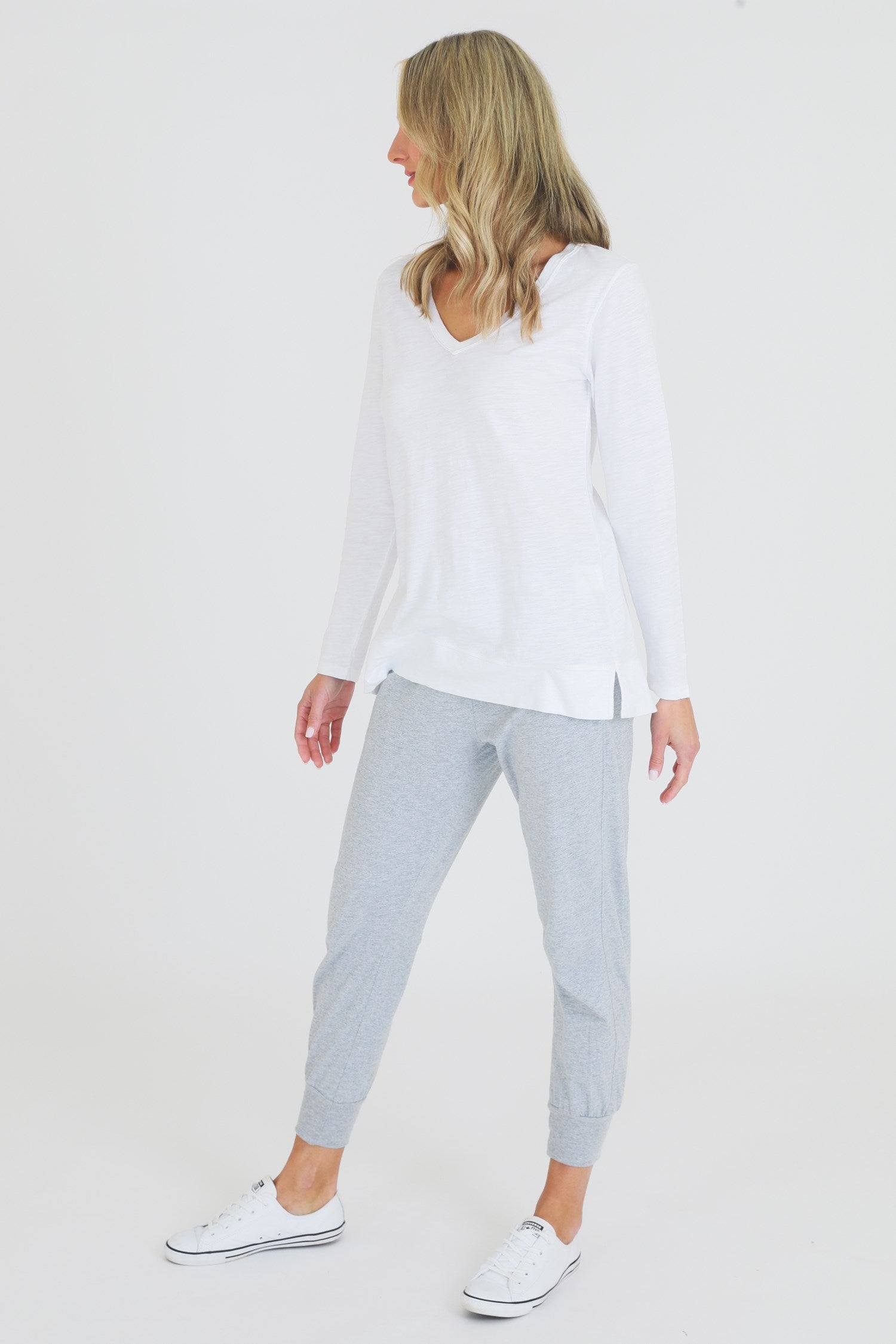 white cotton long sleeve top #color_white