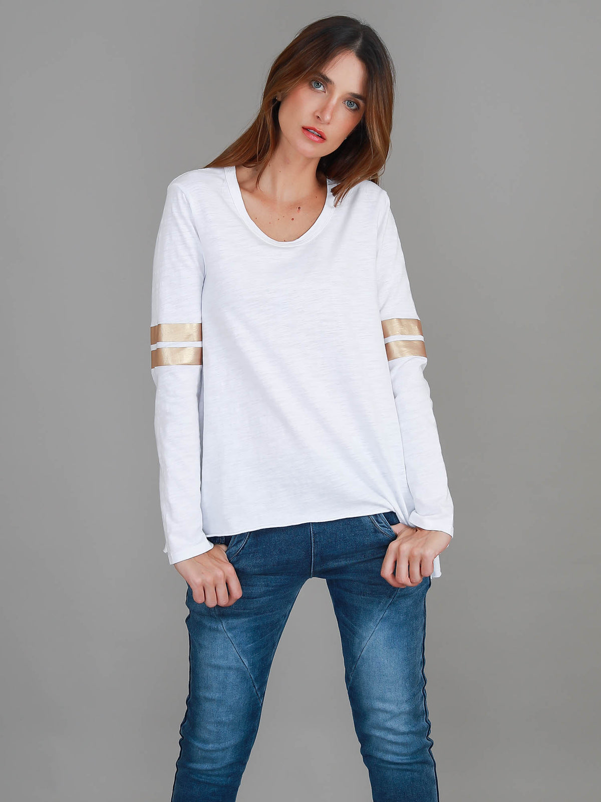 Kiara Twin Gold Stripe T Shirt