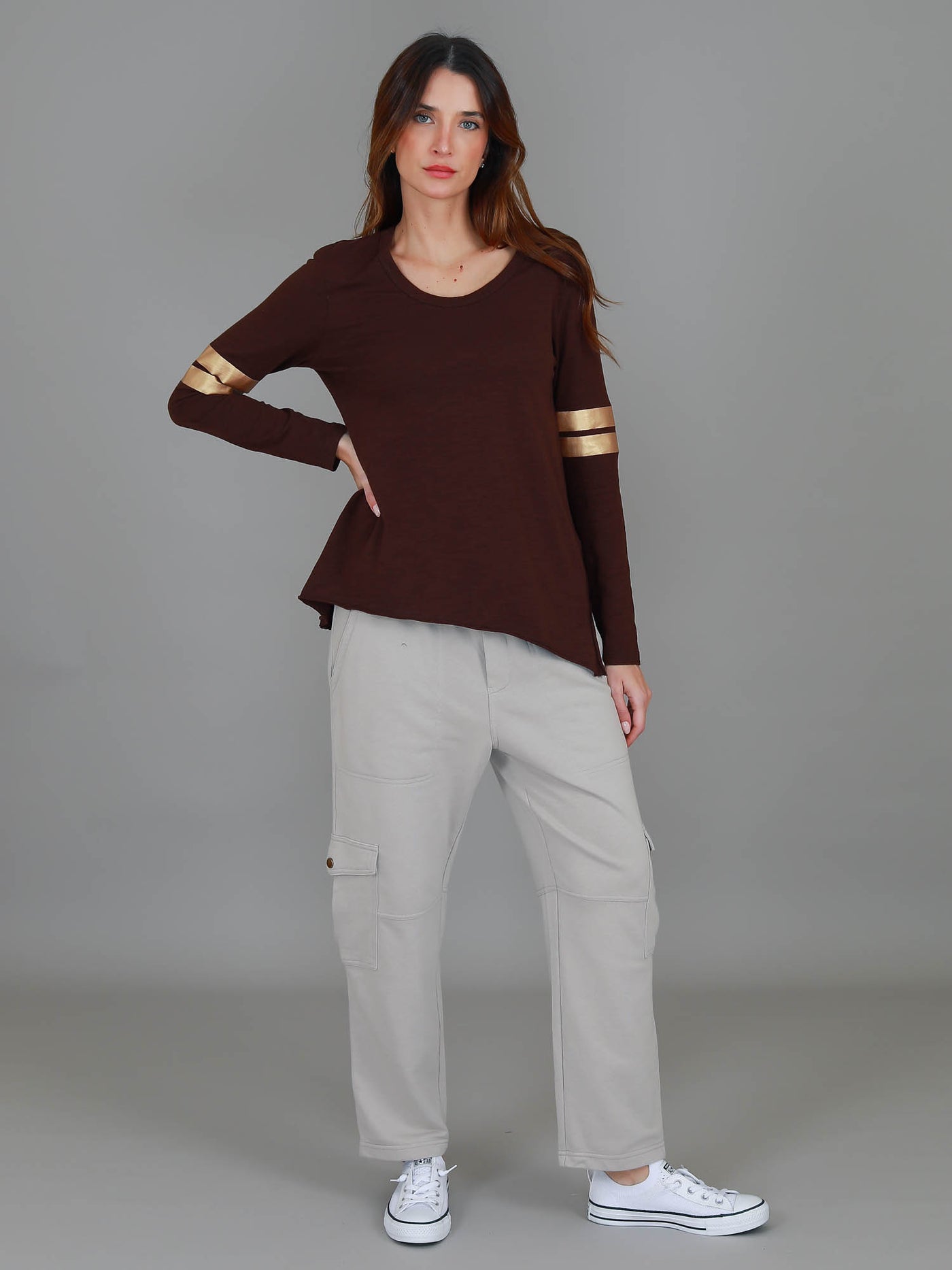 Kiara Twin Gold Stripe T Shirt