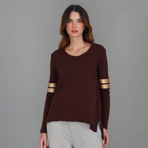 Kiara Twin Gold Stripe T Shirt size guide