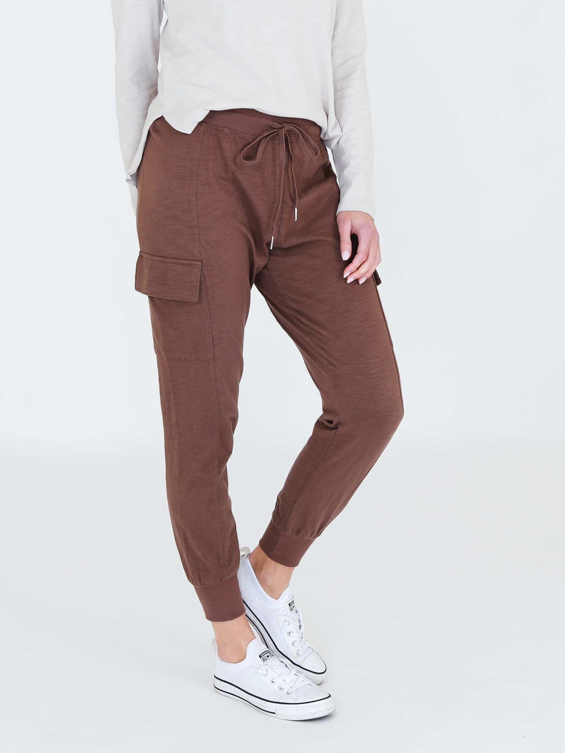 brown cargo pants women #color_hot chocolate