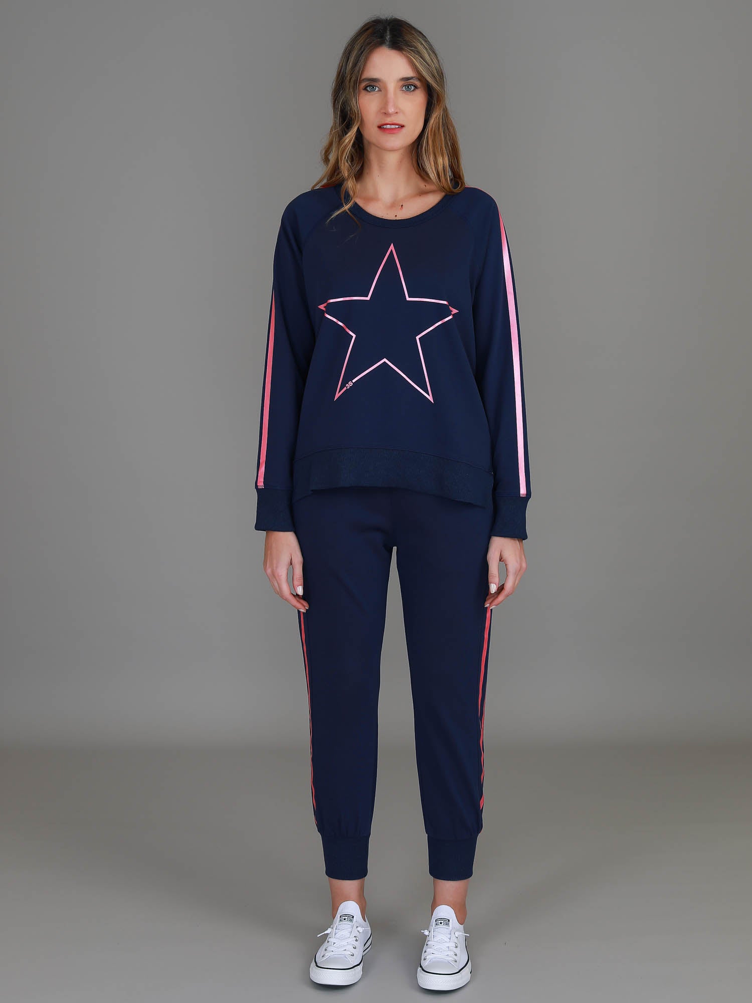 navy womens top #color_ink/pink