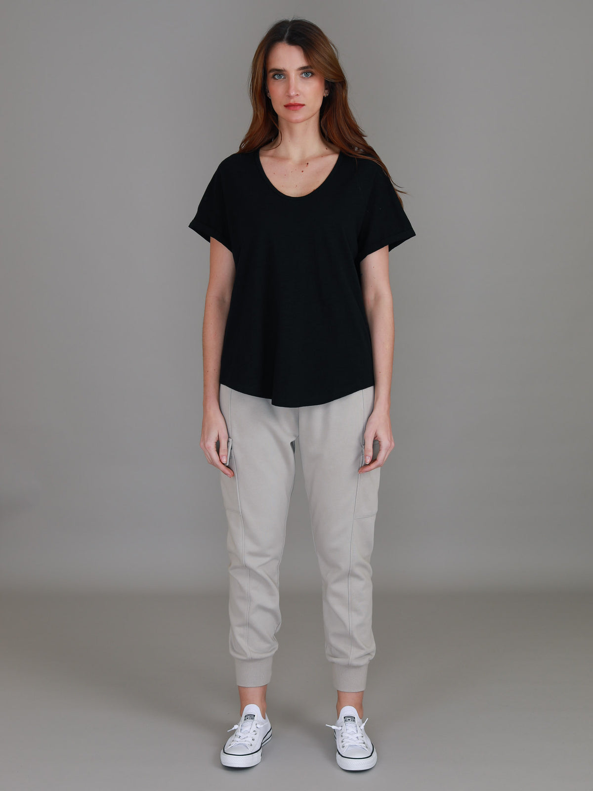 black raglan cuff tee