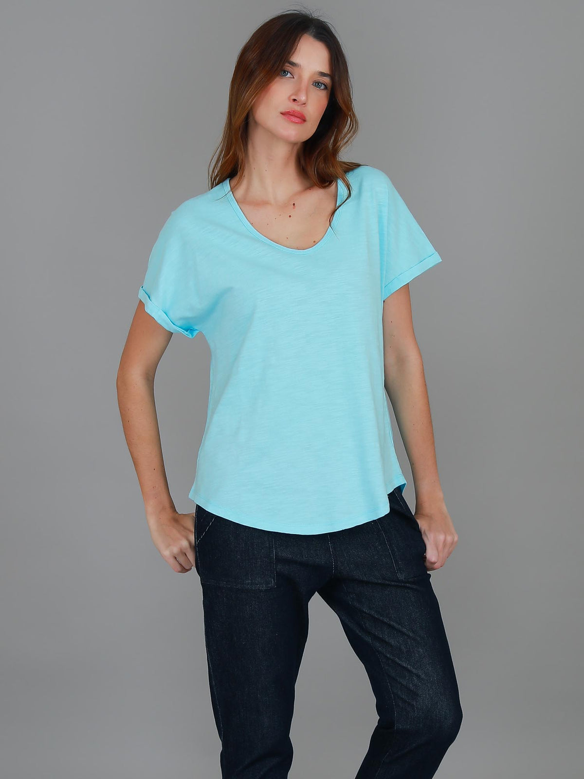 cyan cuff sleeve tee