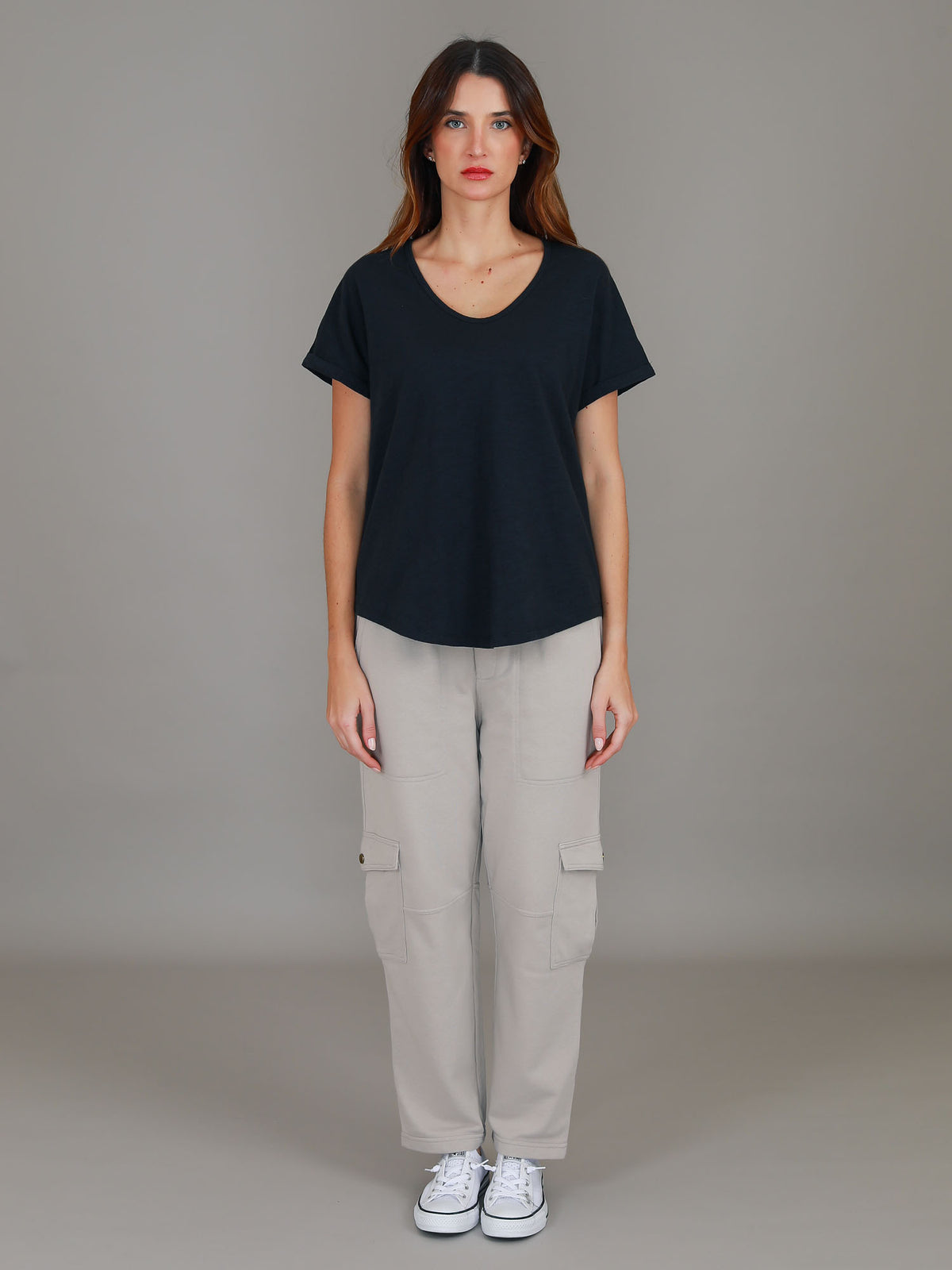 navy raglan cuff tee