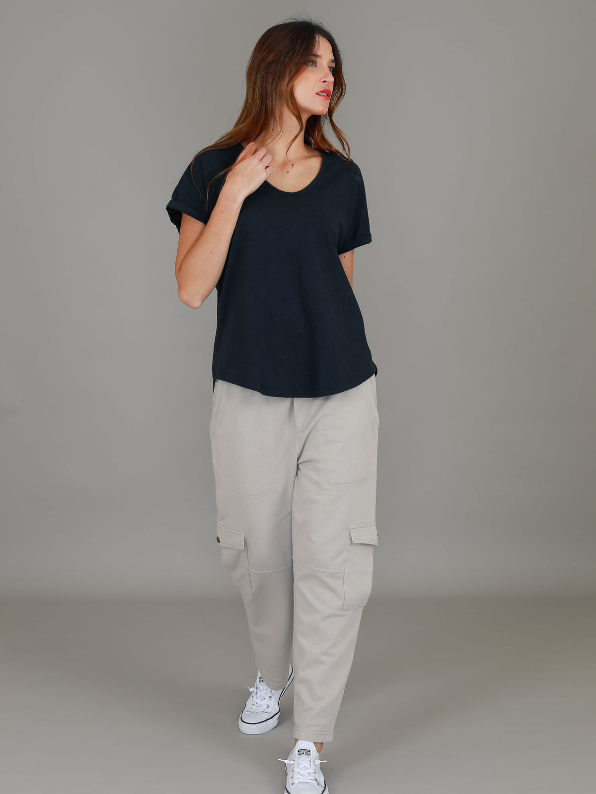 navy rolled cuff tee