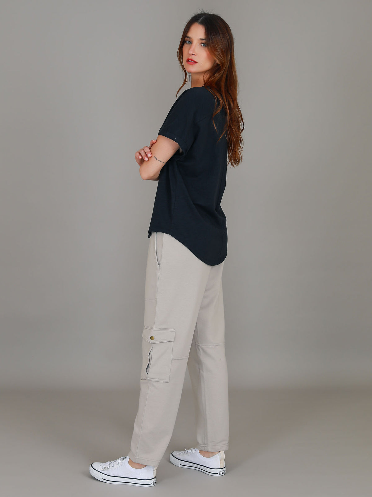 ink curved hem cuff tee