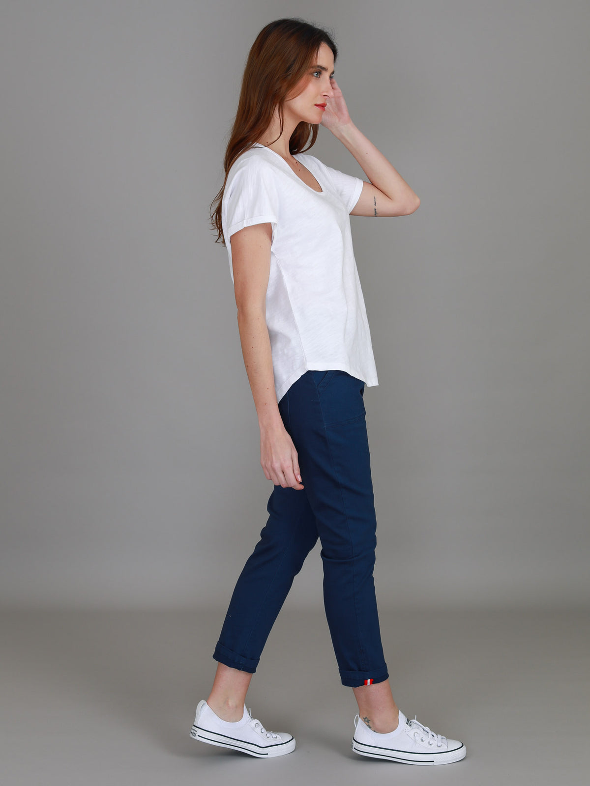 white cuff sleeve top