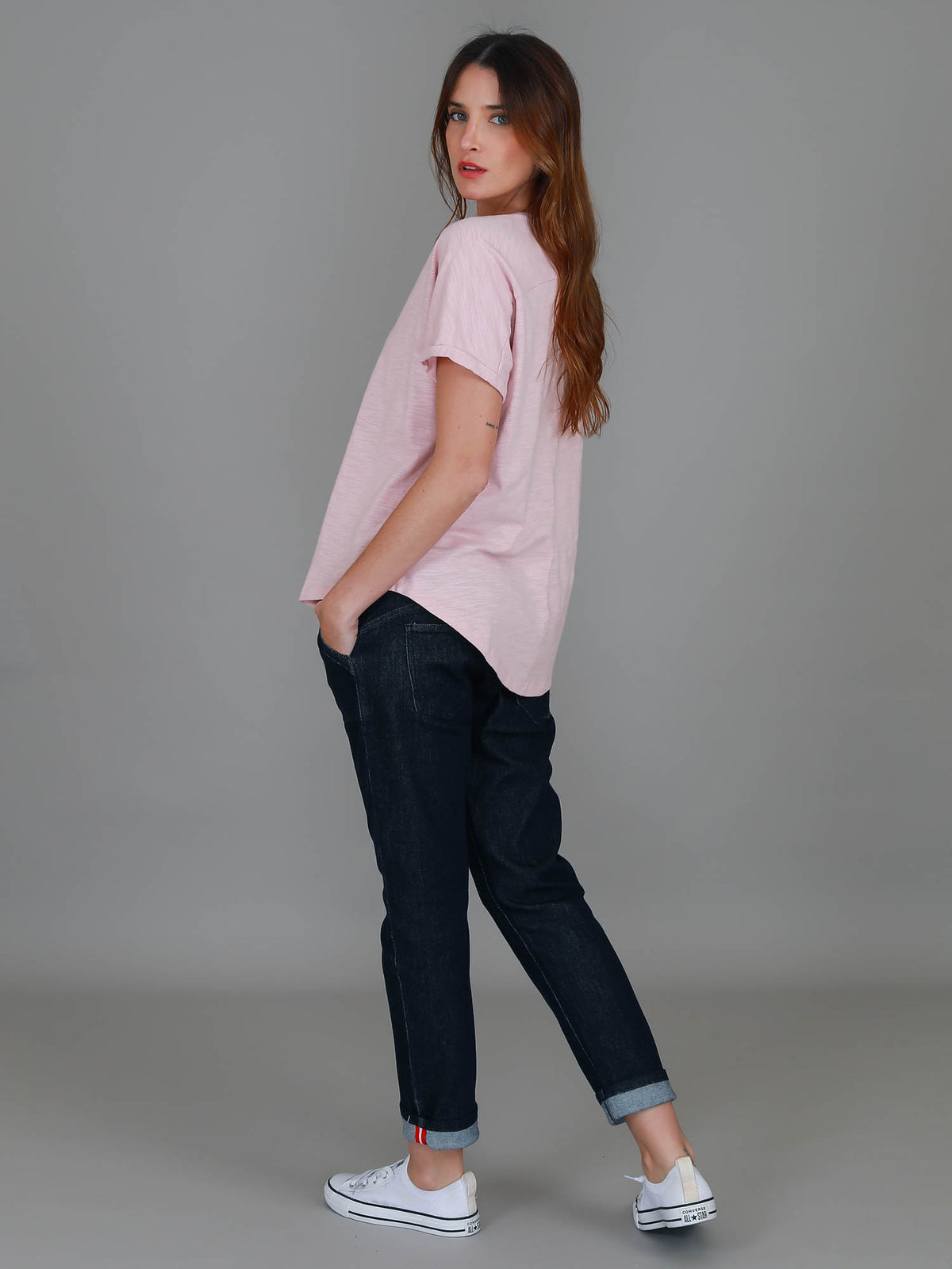 pink cuff sleeve top