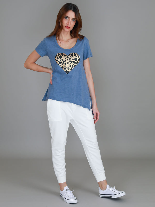 Jae Leopard Heart Scoop Neck T Shirt