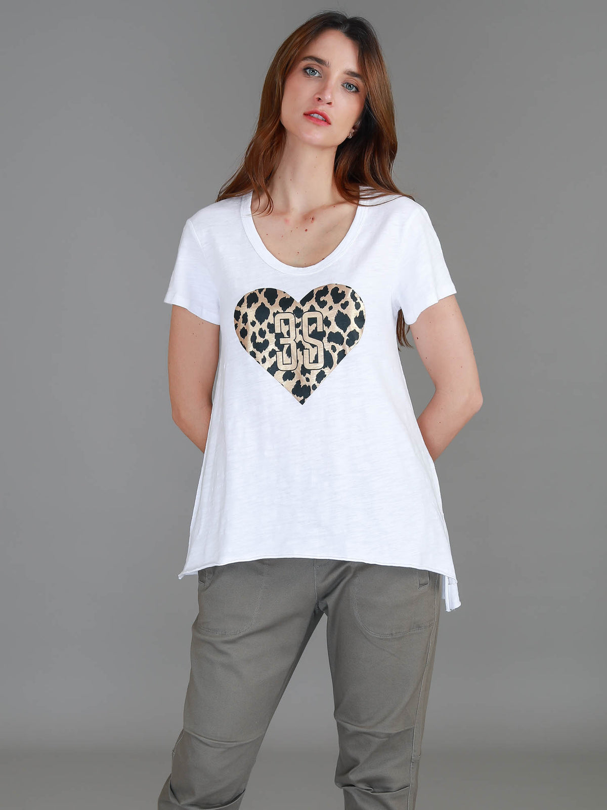 Jae Leopard Heart Short Sleeve T Shirt