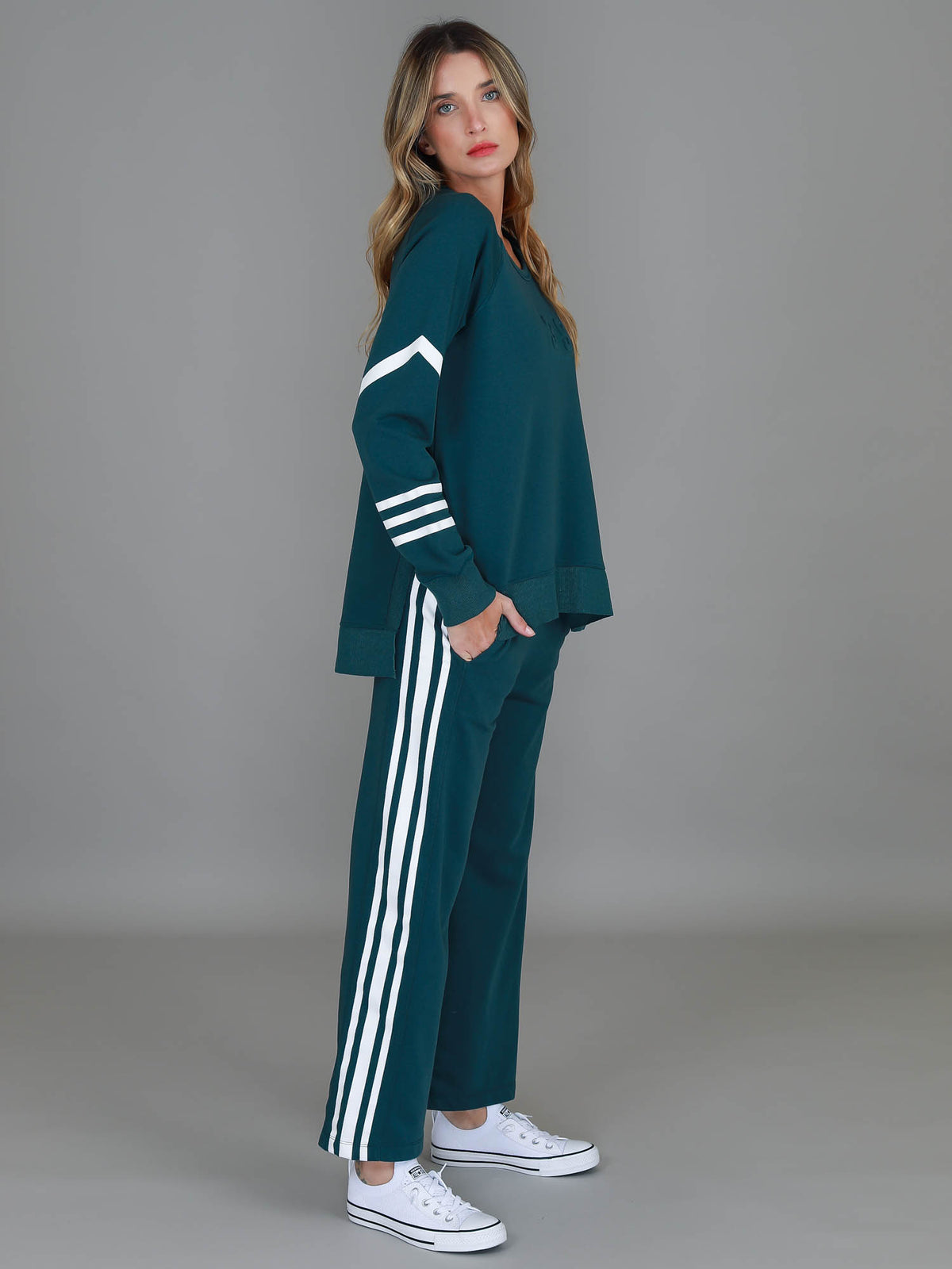 teal crew neck jumper