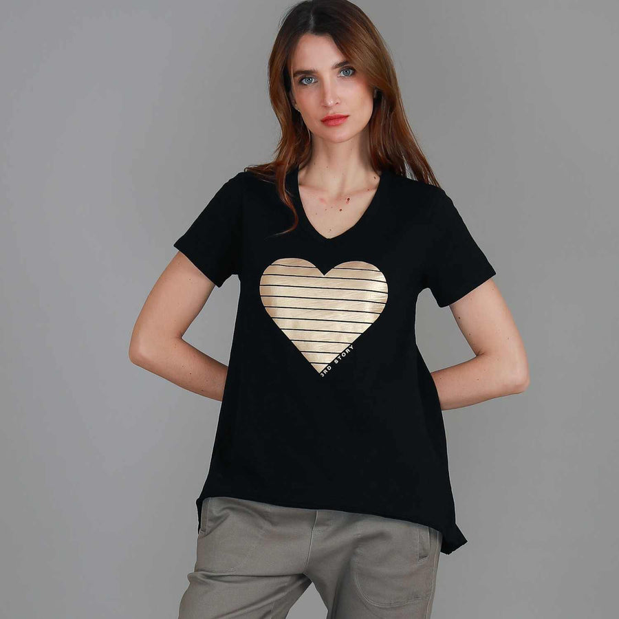 Rue Gold Heart Short Sleeve T Shirt size guide
