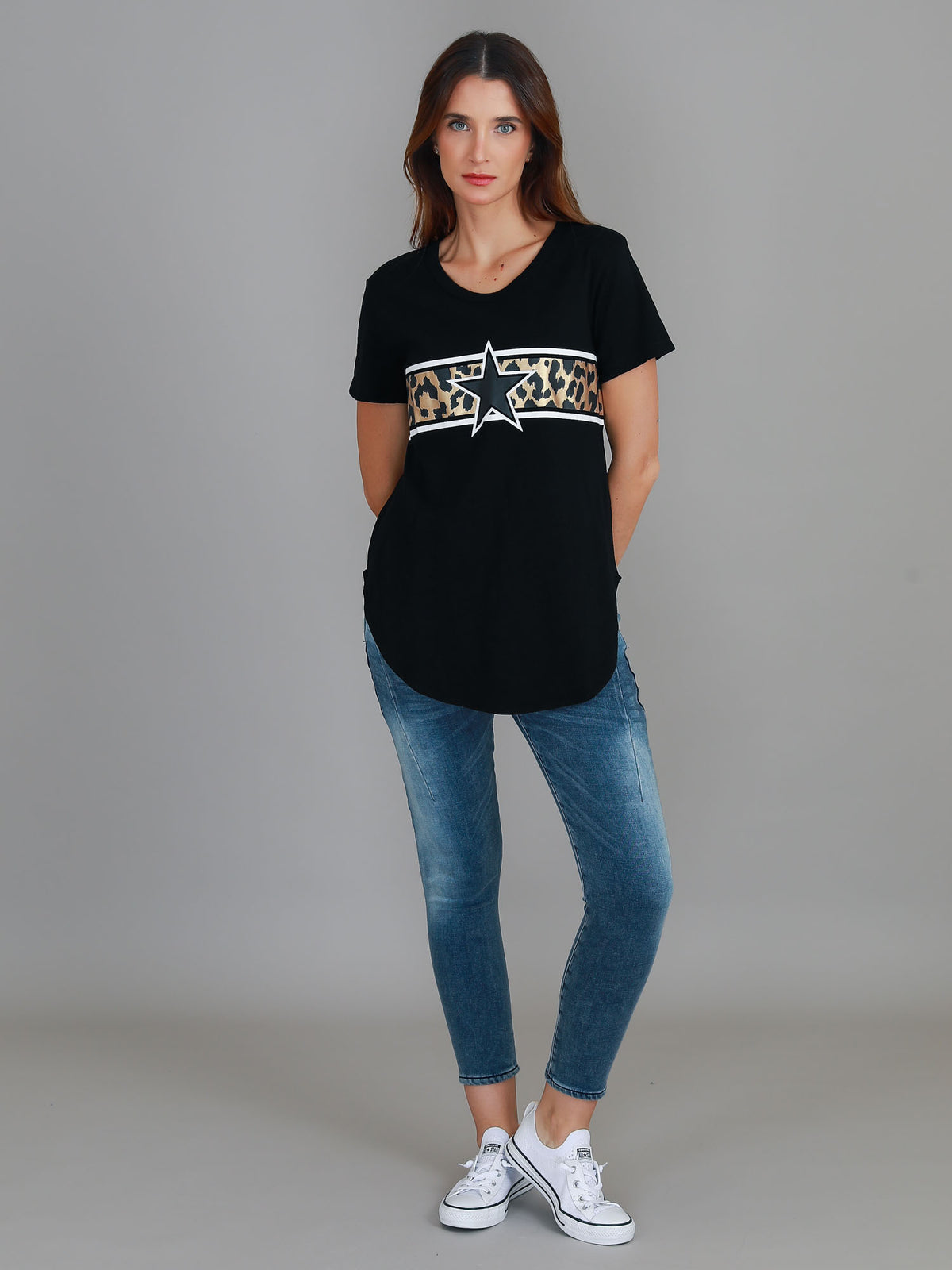 black star leopard tee