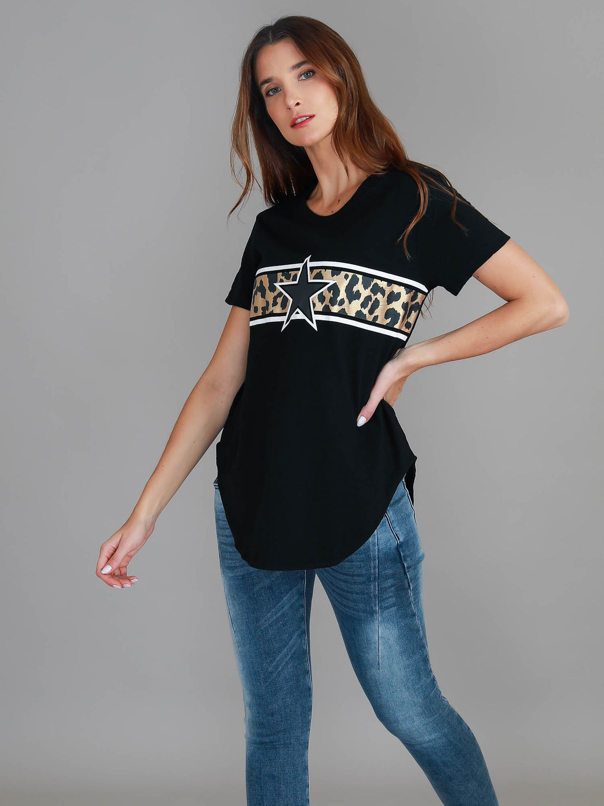 Imogen Leopard Star Short Sleeve T Shirt