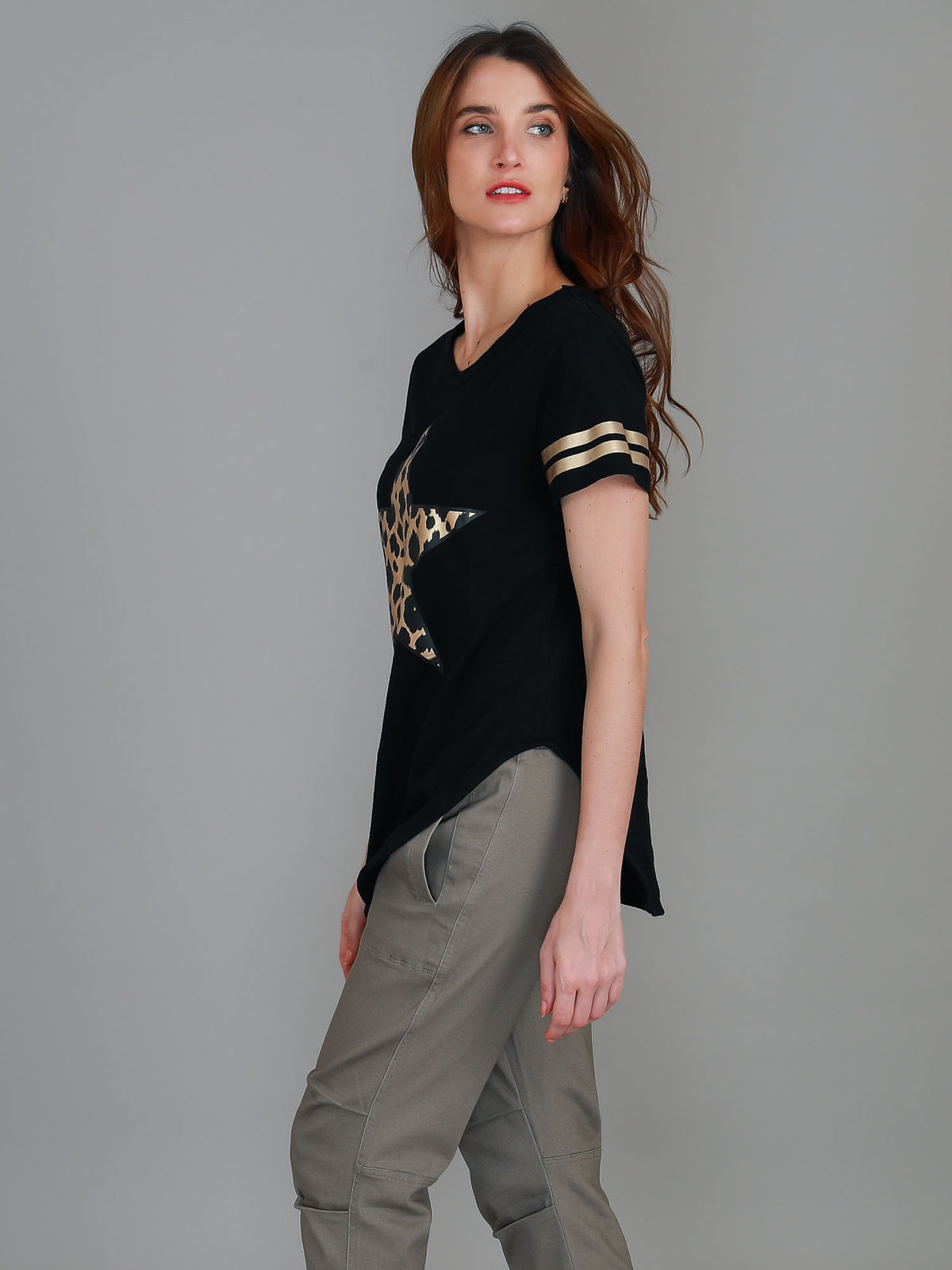 black leopard star print tee