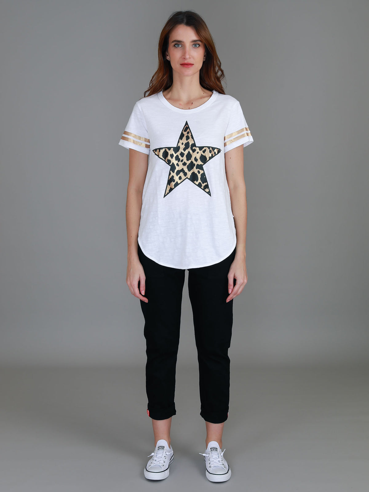 white leopard star short sleeve