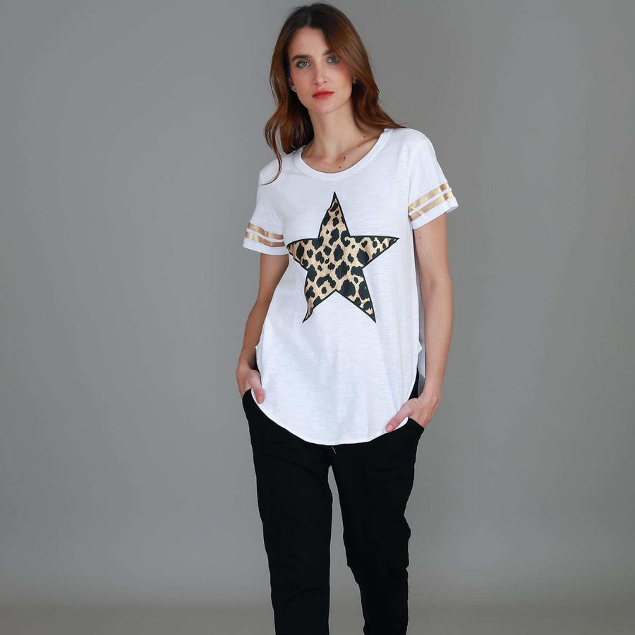 Ava Leopard Star Short Sleeve T Shirt size guide