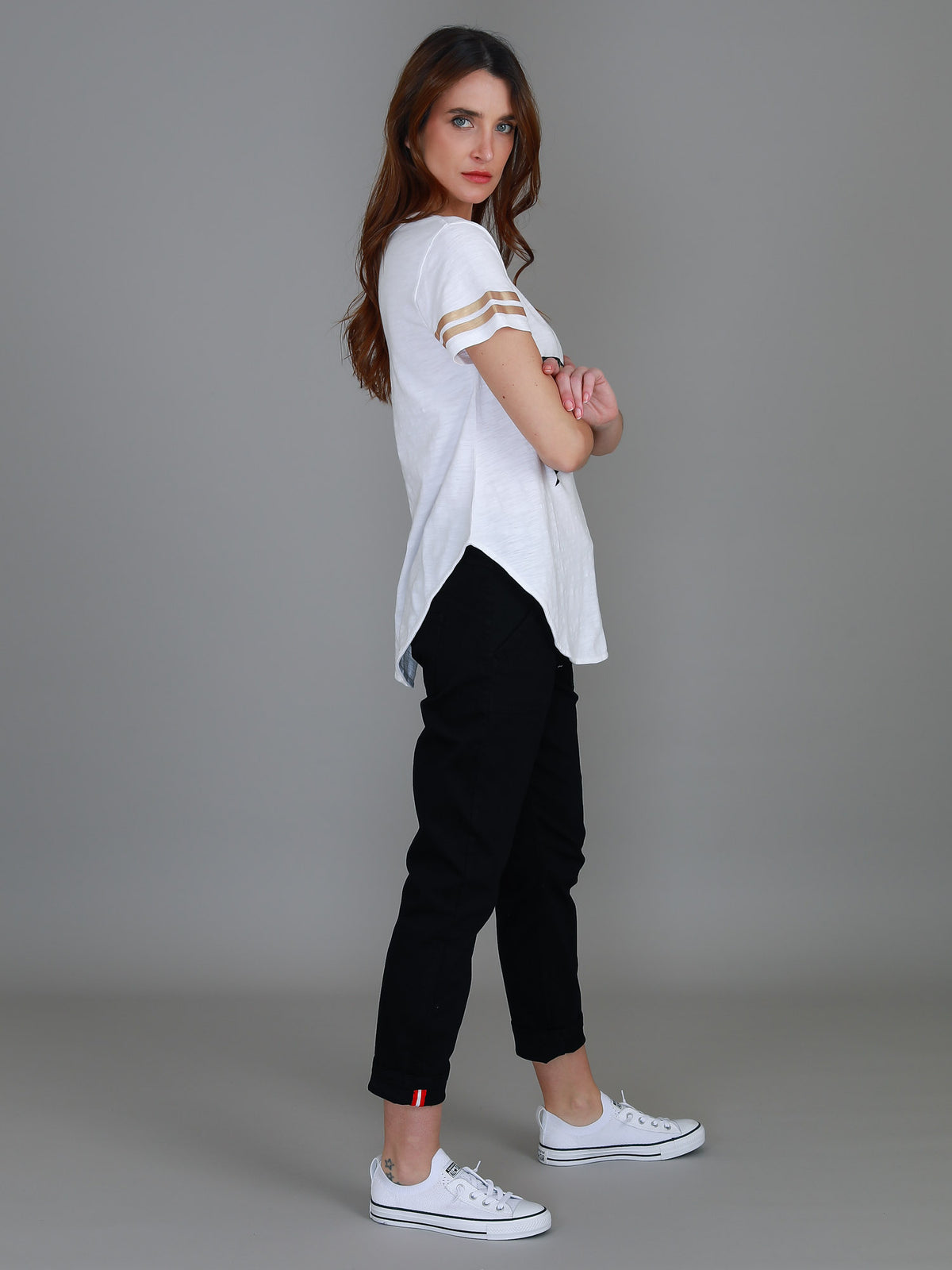 white leopard star tee women