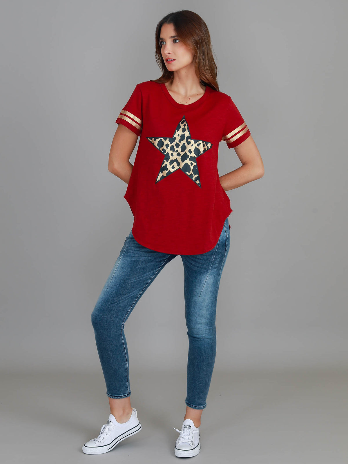 red leopard star tee