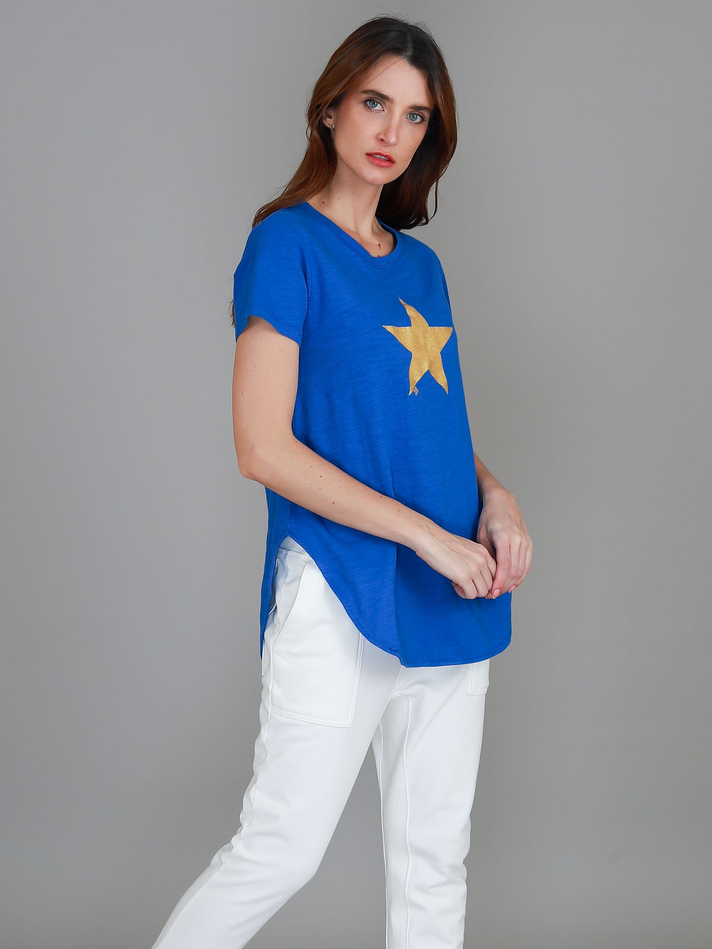Hara Glitter Gold Star Short Sleeve T Shirt