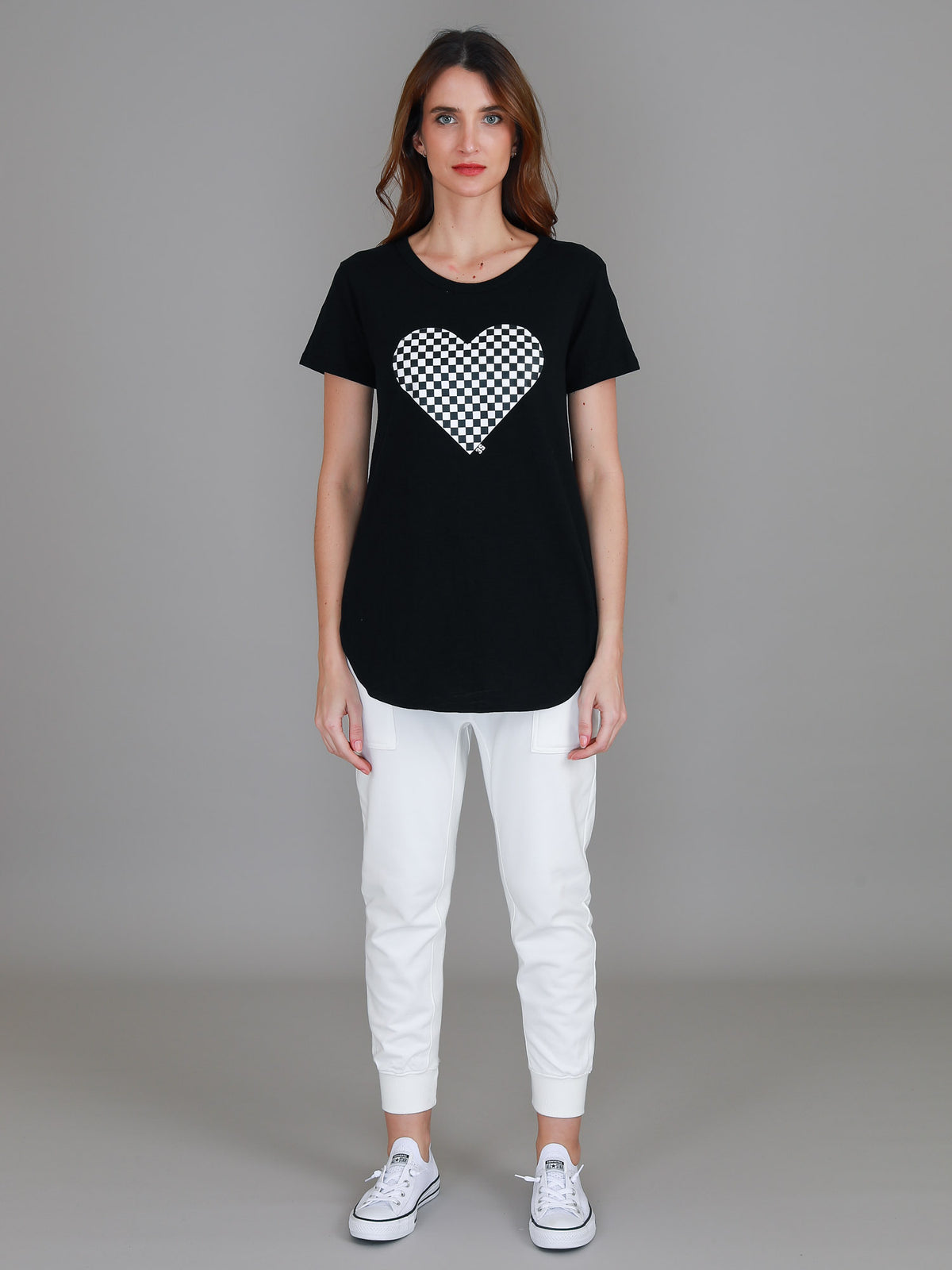 black graphic heart tee