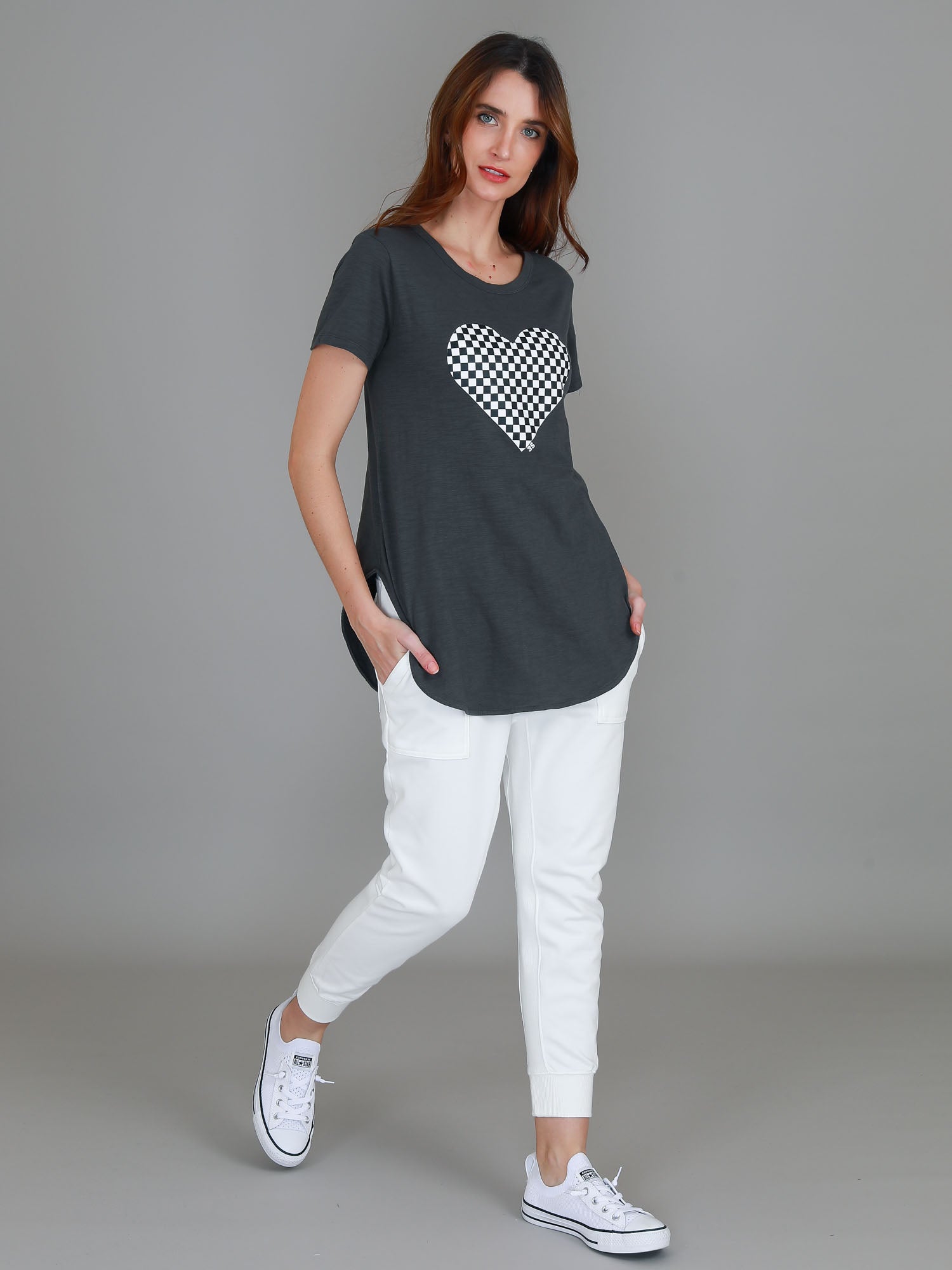 women's short sleeve tops #color_charcoal