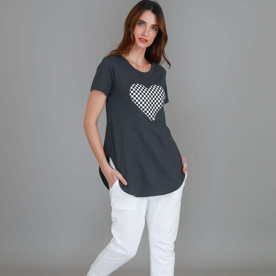 Doreen Check Heart Short Sleeve T Shirt size guide