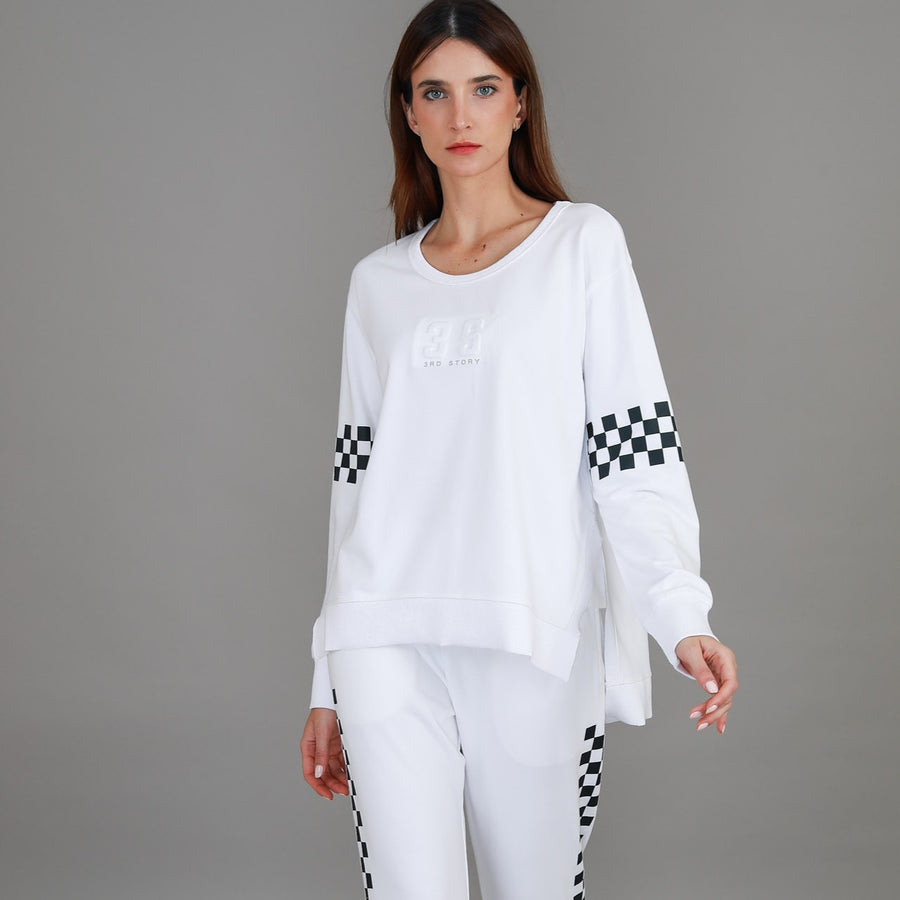 Izzy - Ada Check Print Sleeve Sweatshirt size guide