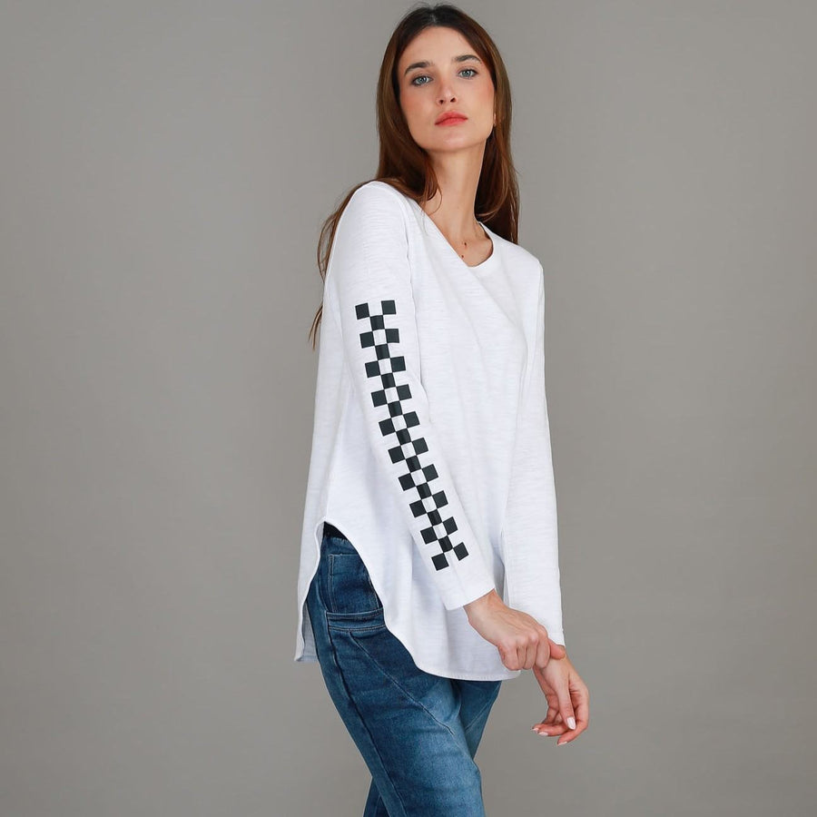 Izzy - Ana Check Print Long Sleeve T Shirt size guide