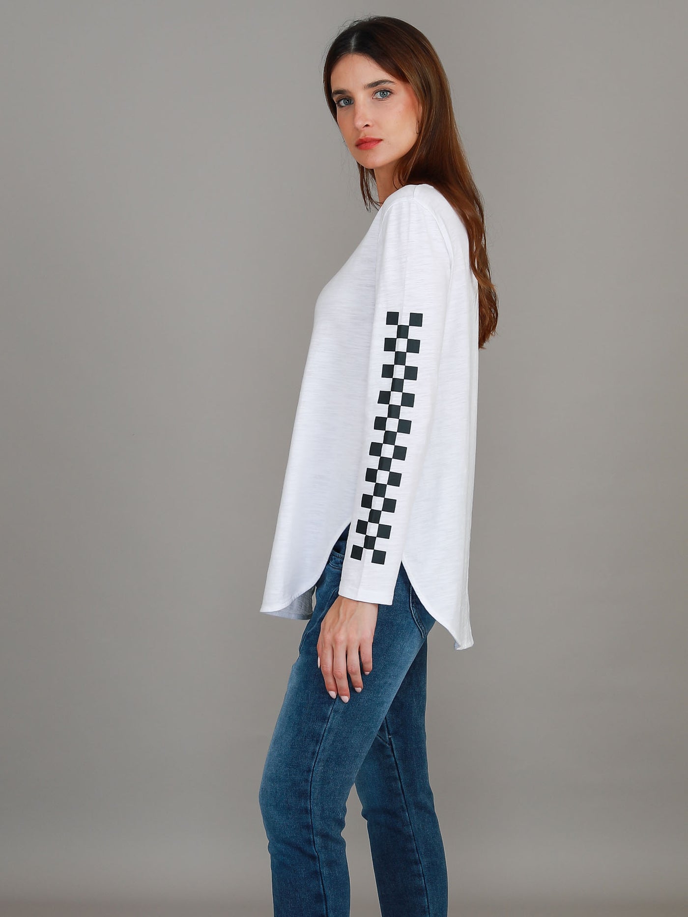 Izzy - Ana Check Print Long Sleeve T Shirt