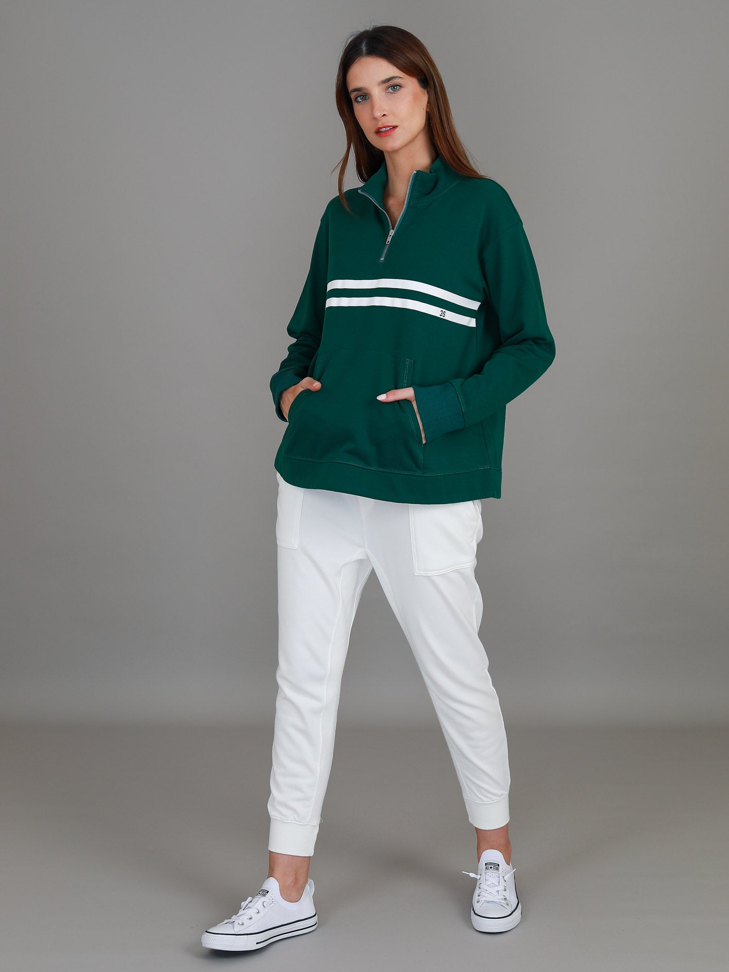 half zipper sweater #color_deep emerald