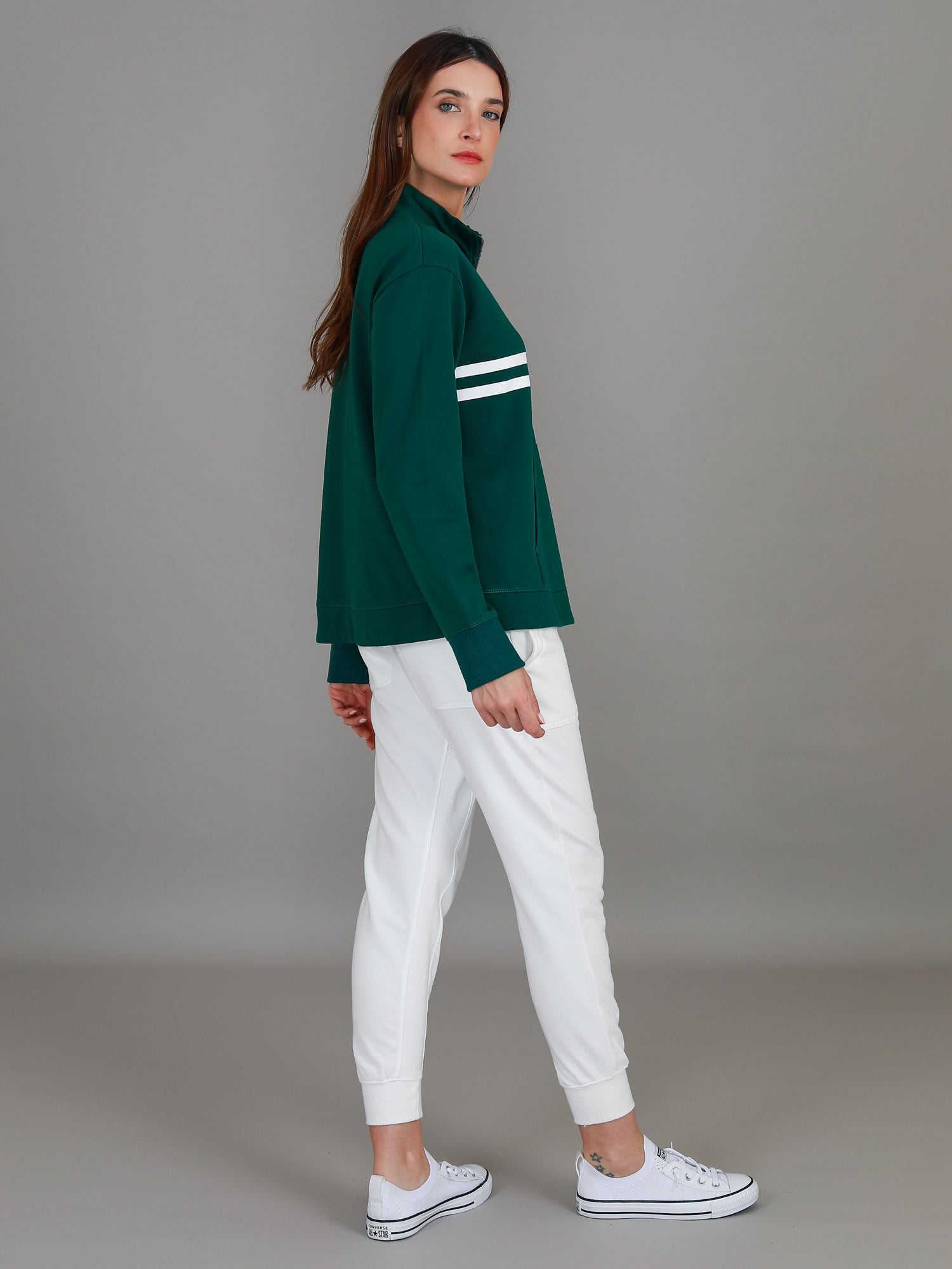 half zip sweater women #color_deep emerald