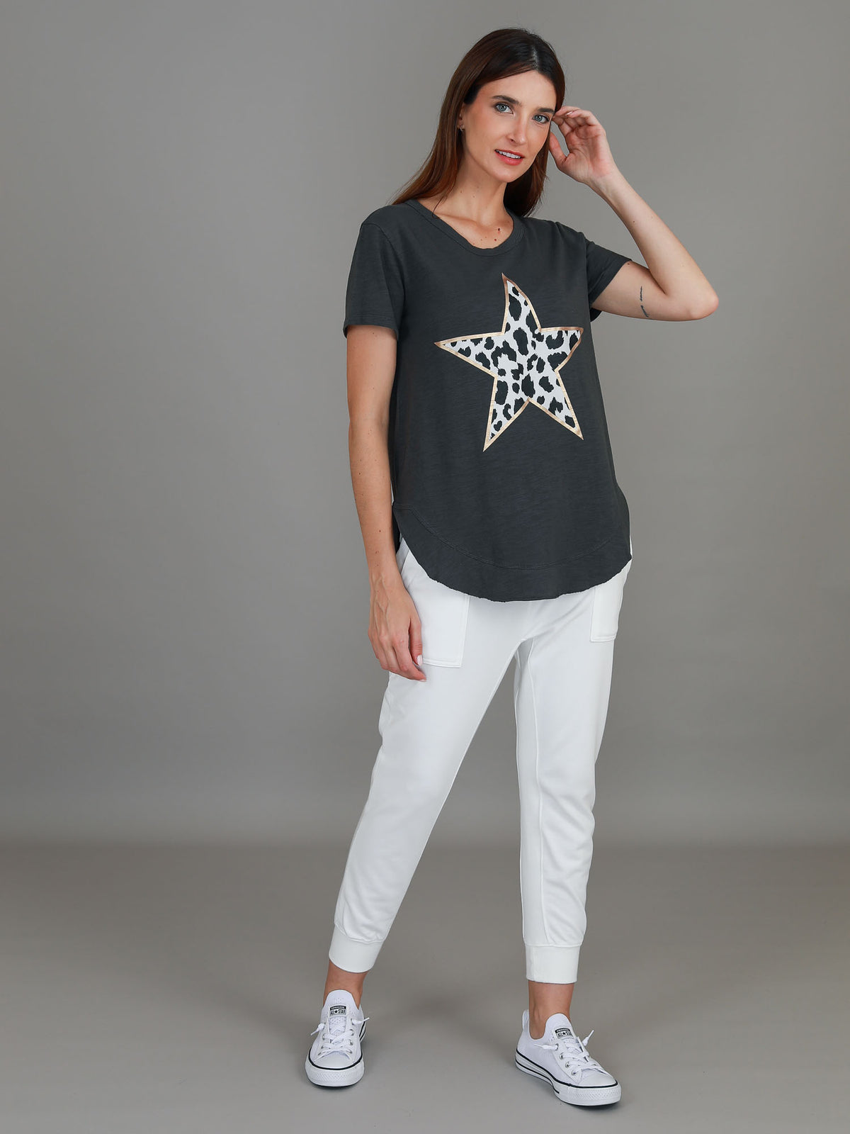 charcoal leopard star print tee