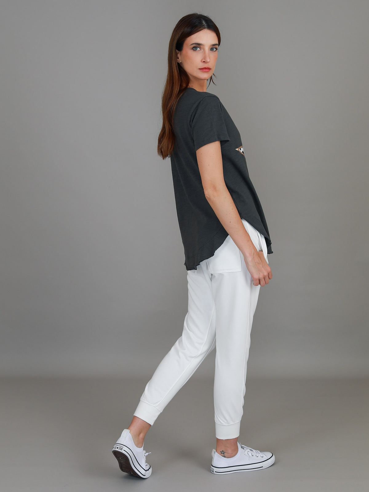 leopard star tee charcoal