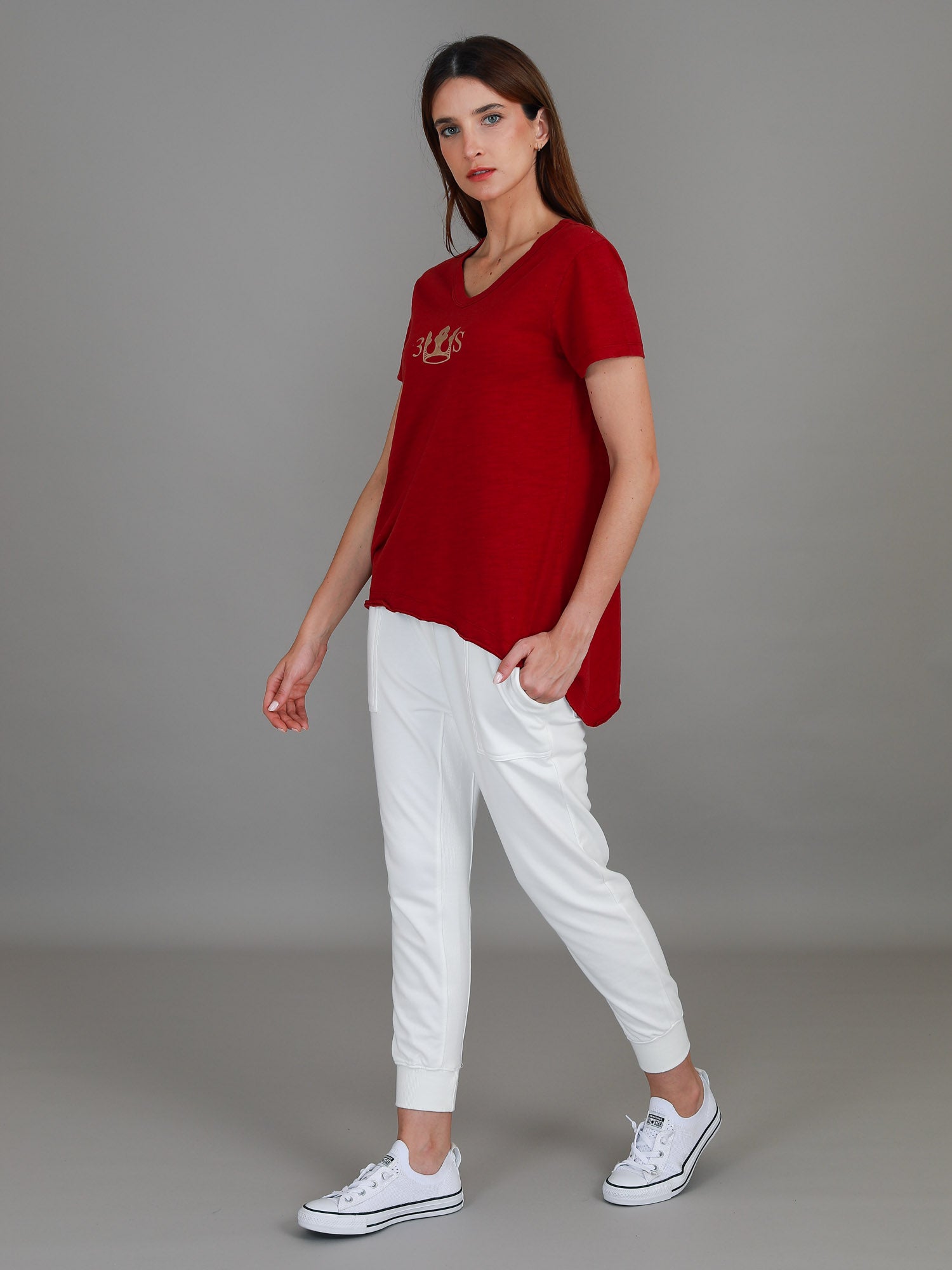 v-neck women's t-shirts #color_burgundy